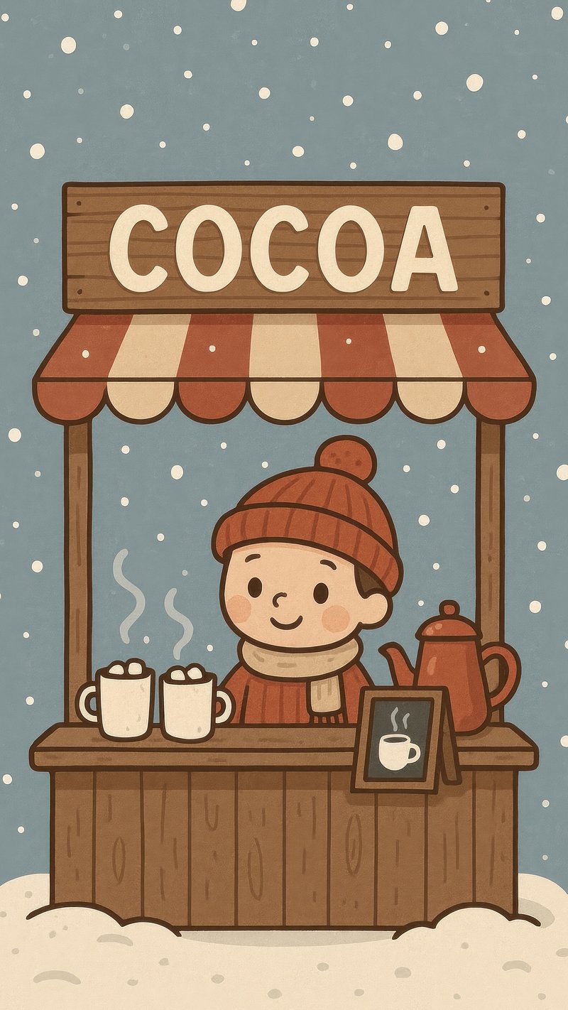 Cozy winter hot cocoa stand. Free Photo Illustration