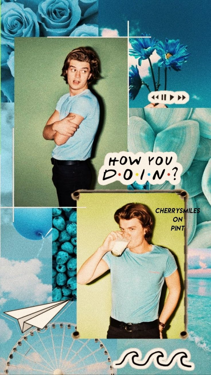Aesthetic Blue Green White Steve Harrington Vintage Wallpaper