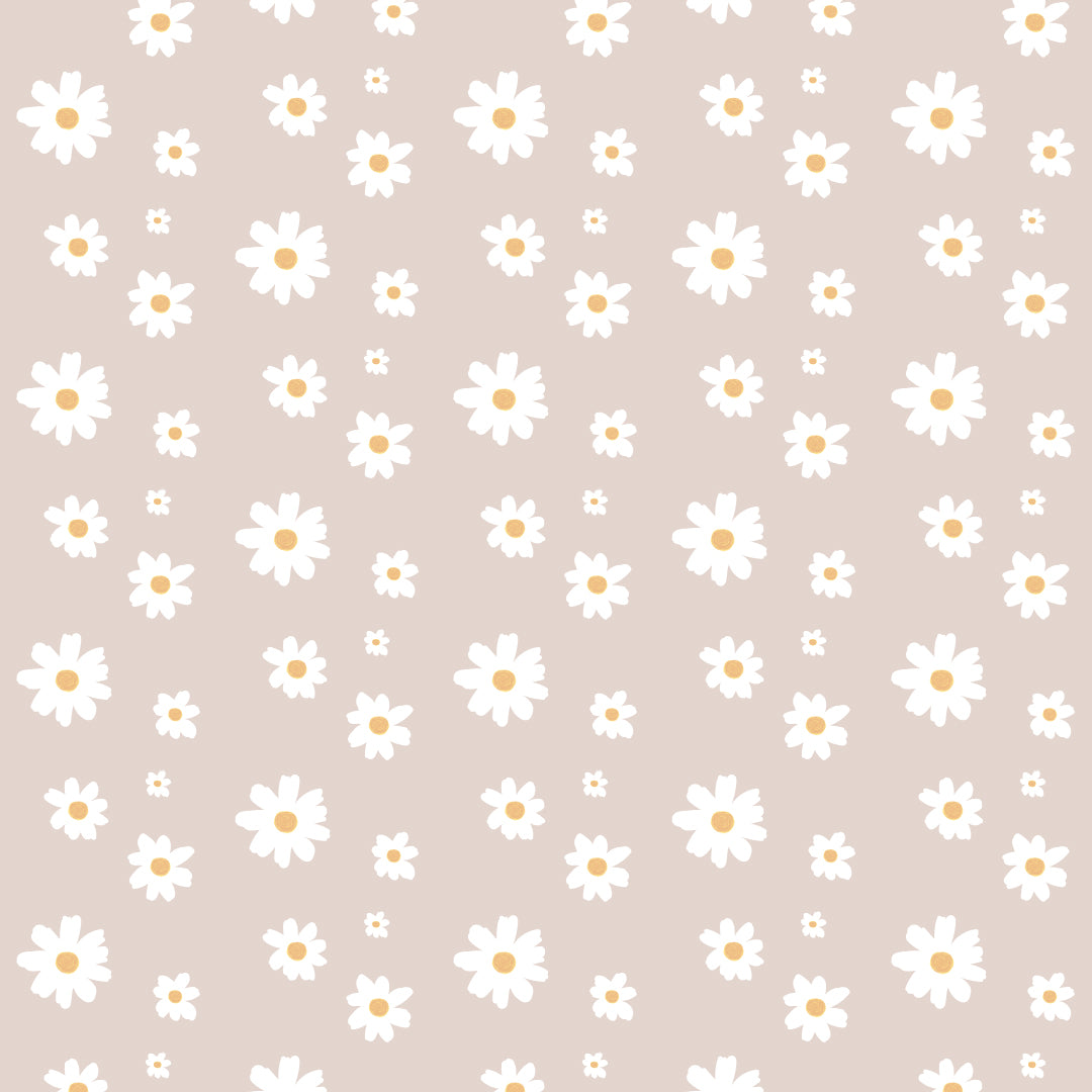 Wallpaper with daisies for girl's room BEIGE