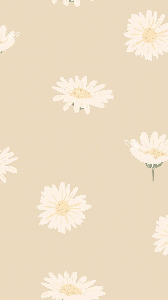 Download premium vector of White daisy floral pattern vector on beige mobile wallpaper about daisy phone wallpaper, background, daisy wallpaper, aesthetic, and elements cute 3078530