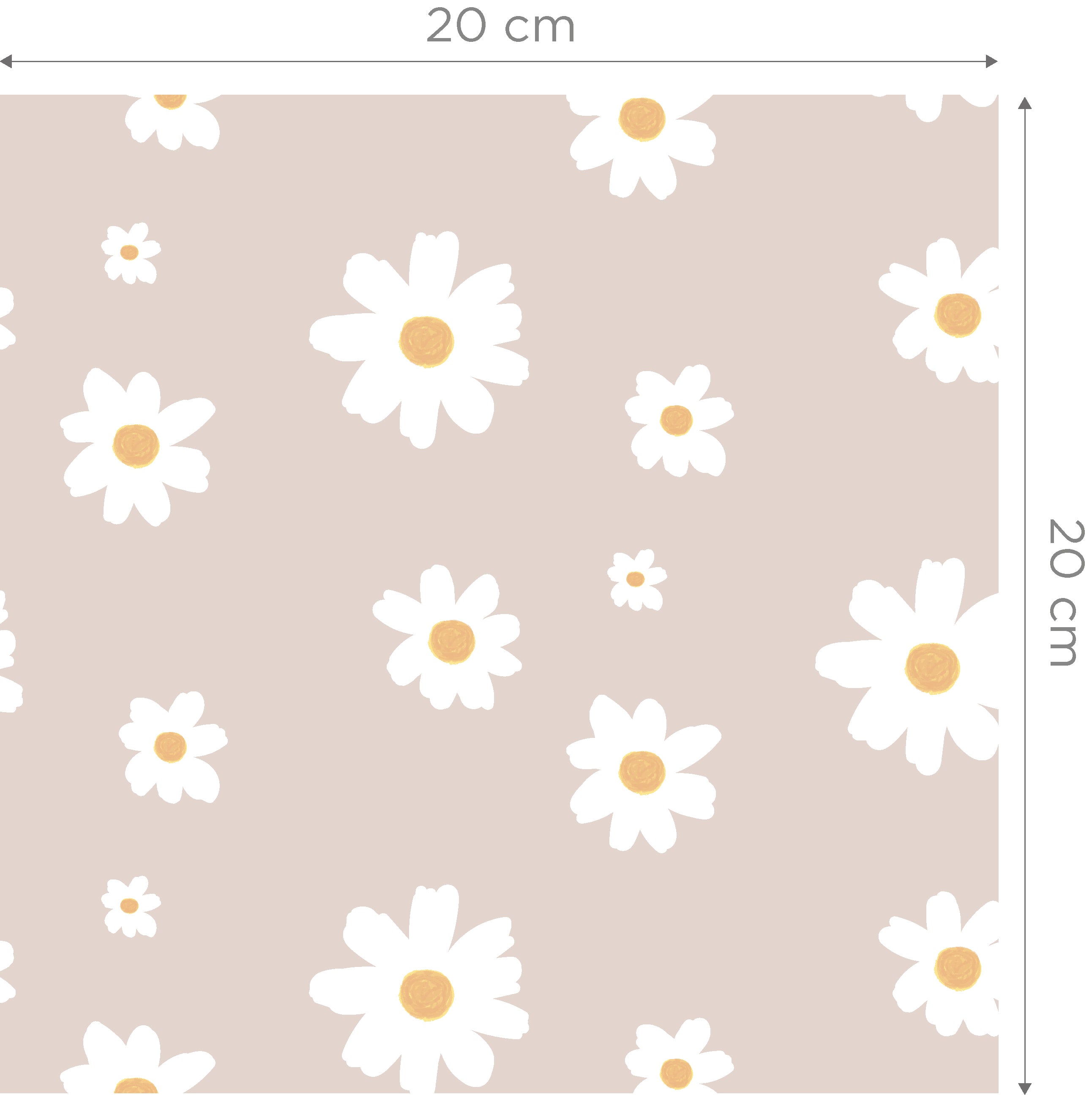Wallpaper with daisies for girl's room BEIGE