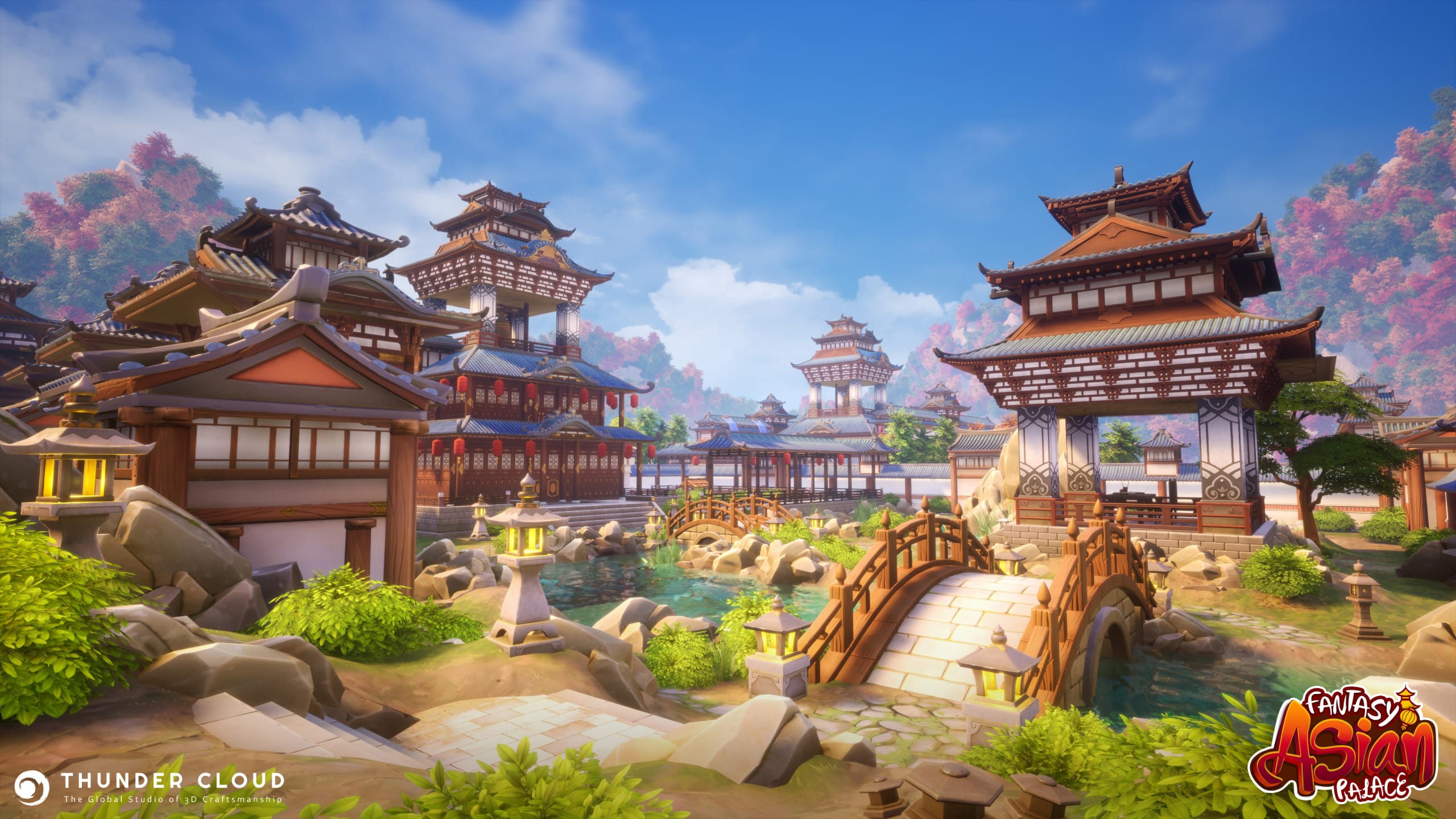 Fantasy Asian Palace Environment Cloud Studio