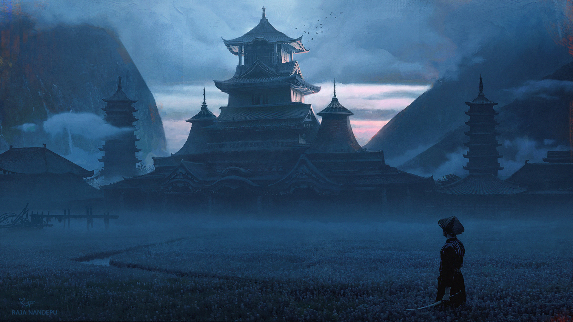 Desktop wallpaper: Fantasy, Building, Asian 4K free download for PC. 947871