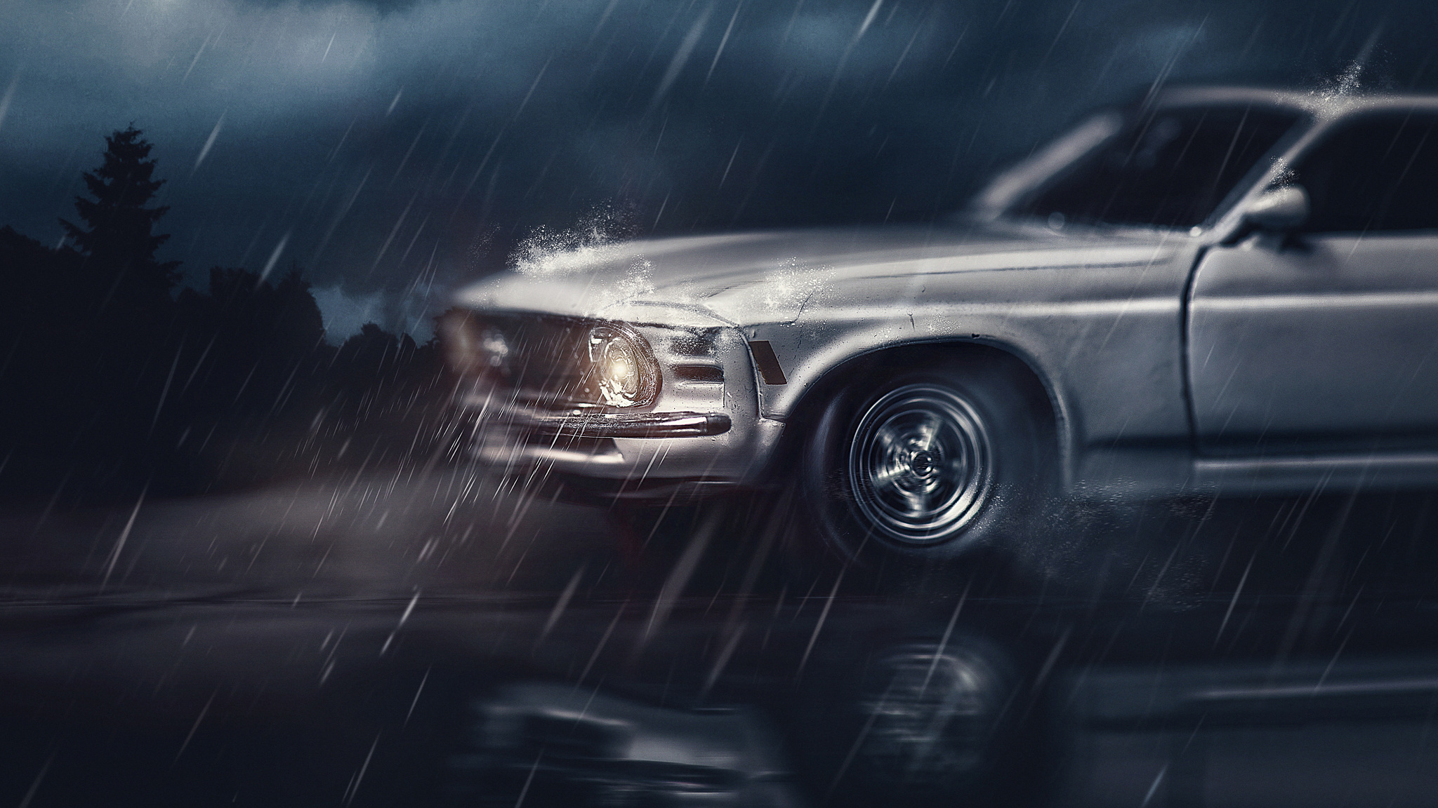 Wallpaper car, city, dark, life, Nigh, darkness, Automotive, still for mobile and desktop, section живопись, resolution 2048x1152