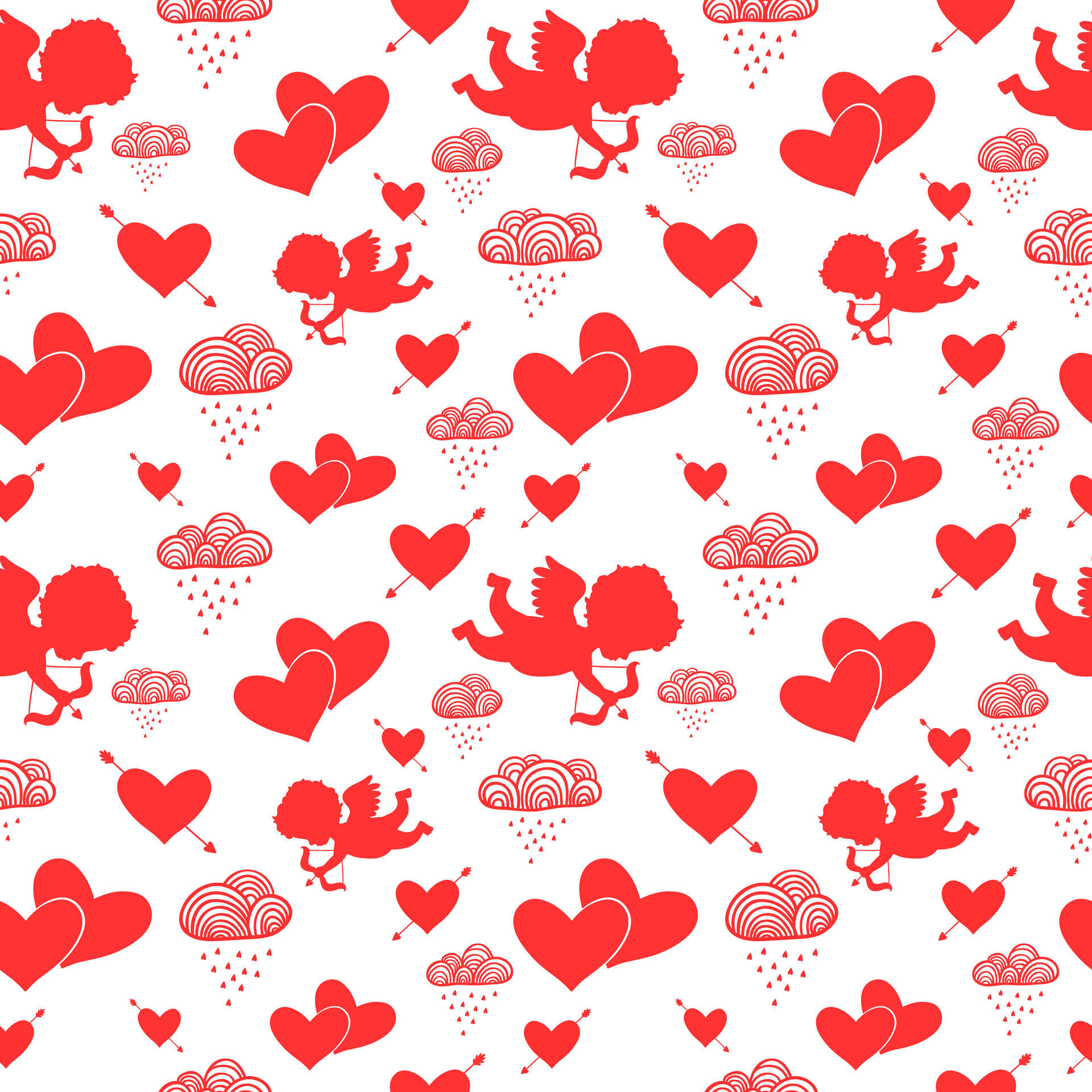 Download Valentine's Cupid Hearts Pattern Wallpaper