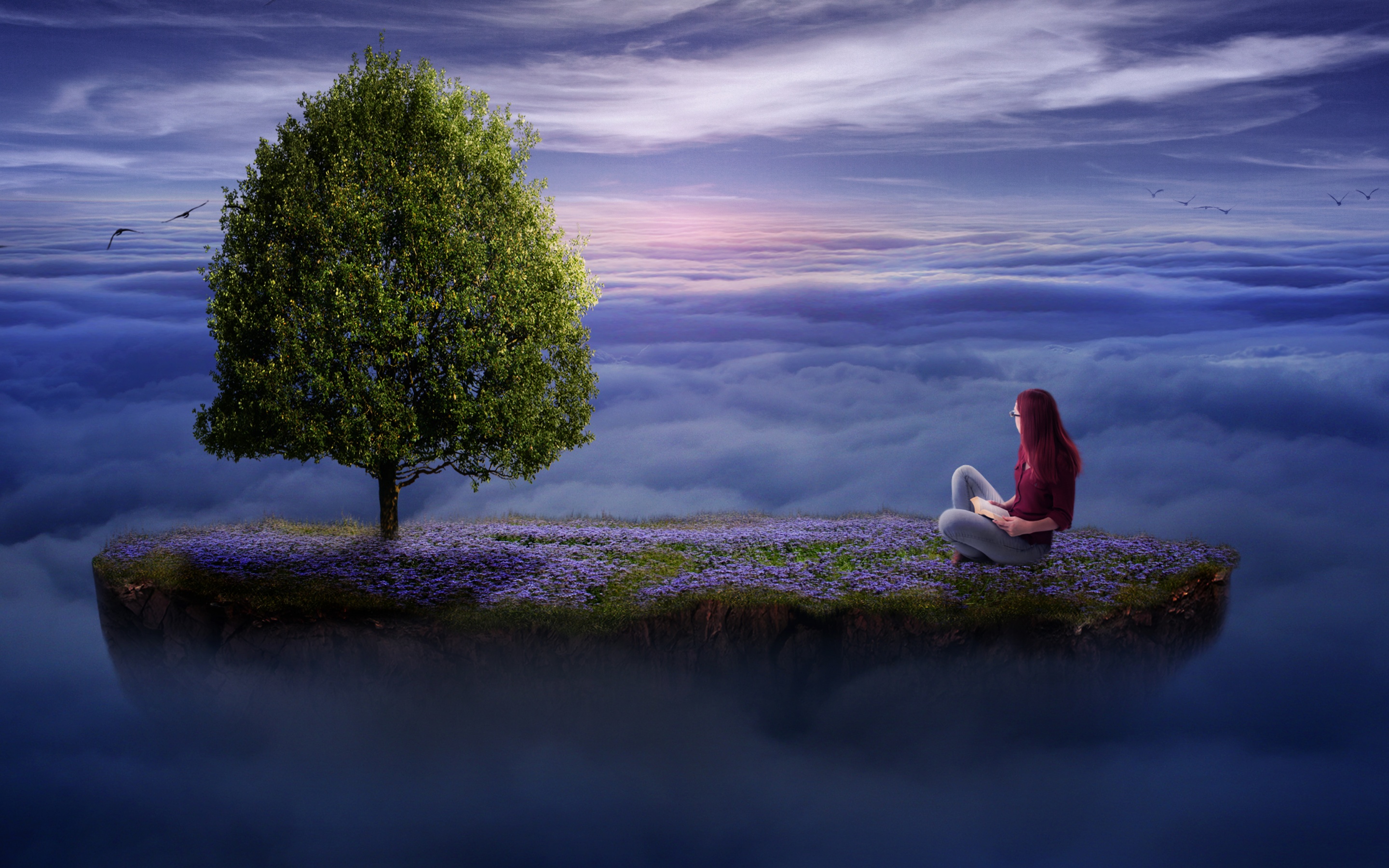 Surreal Woman Floating Dream Wallpaper 4K