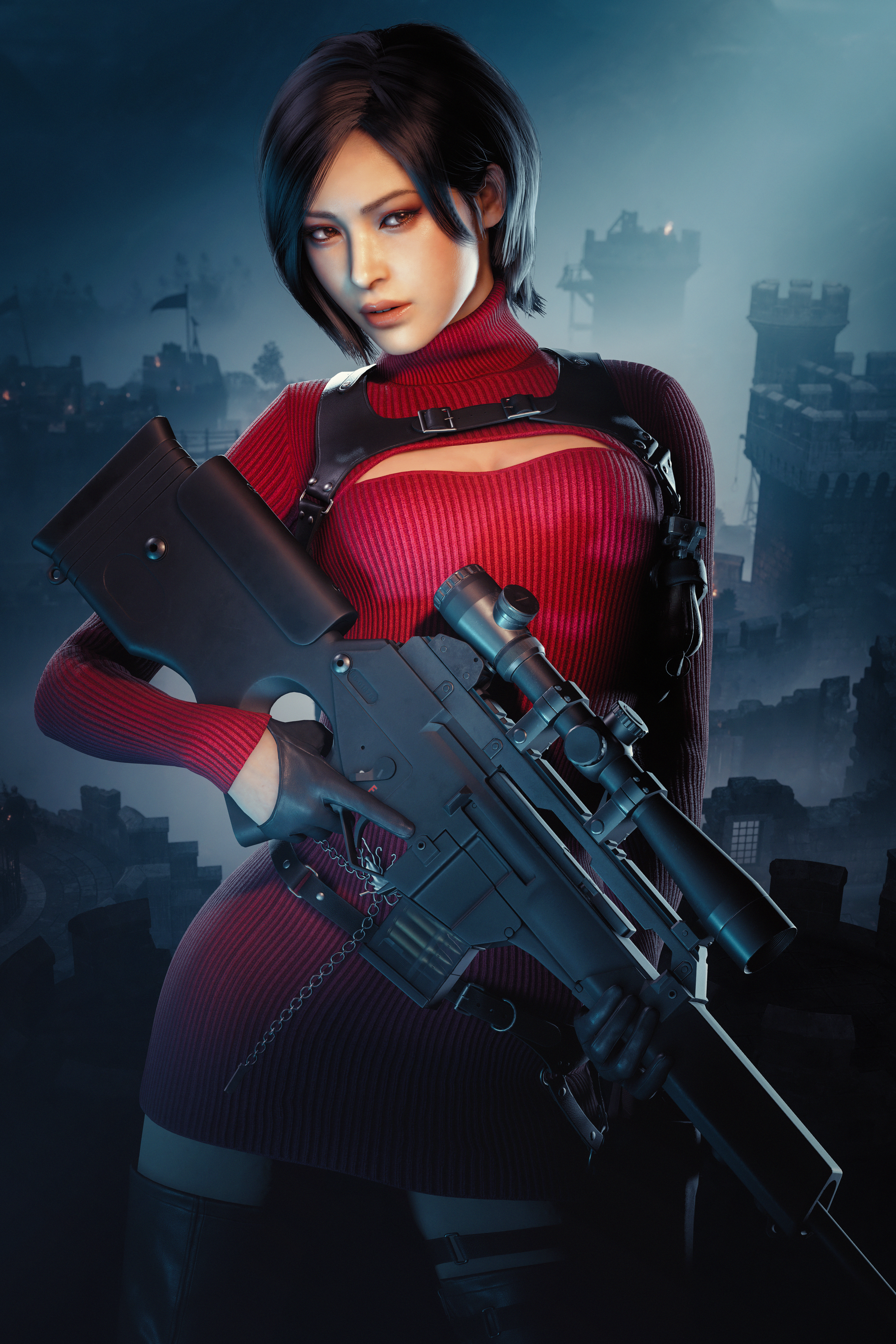 Ada Wong Wallpaper 4K, Resident Evil 4, Sniper rifle