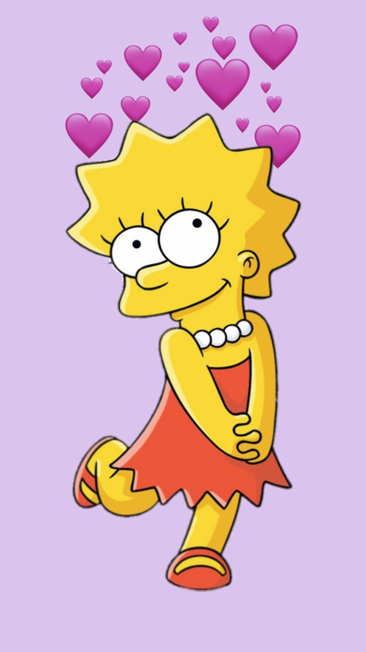 Lisa Love Heart Emoji Simpsons Wallpaper Purple