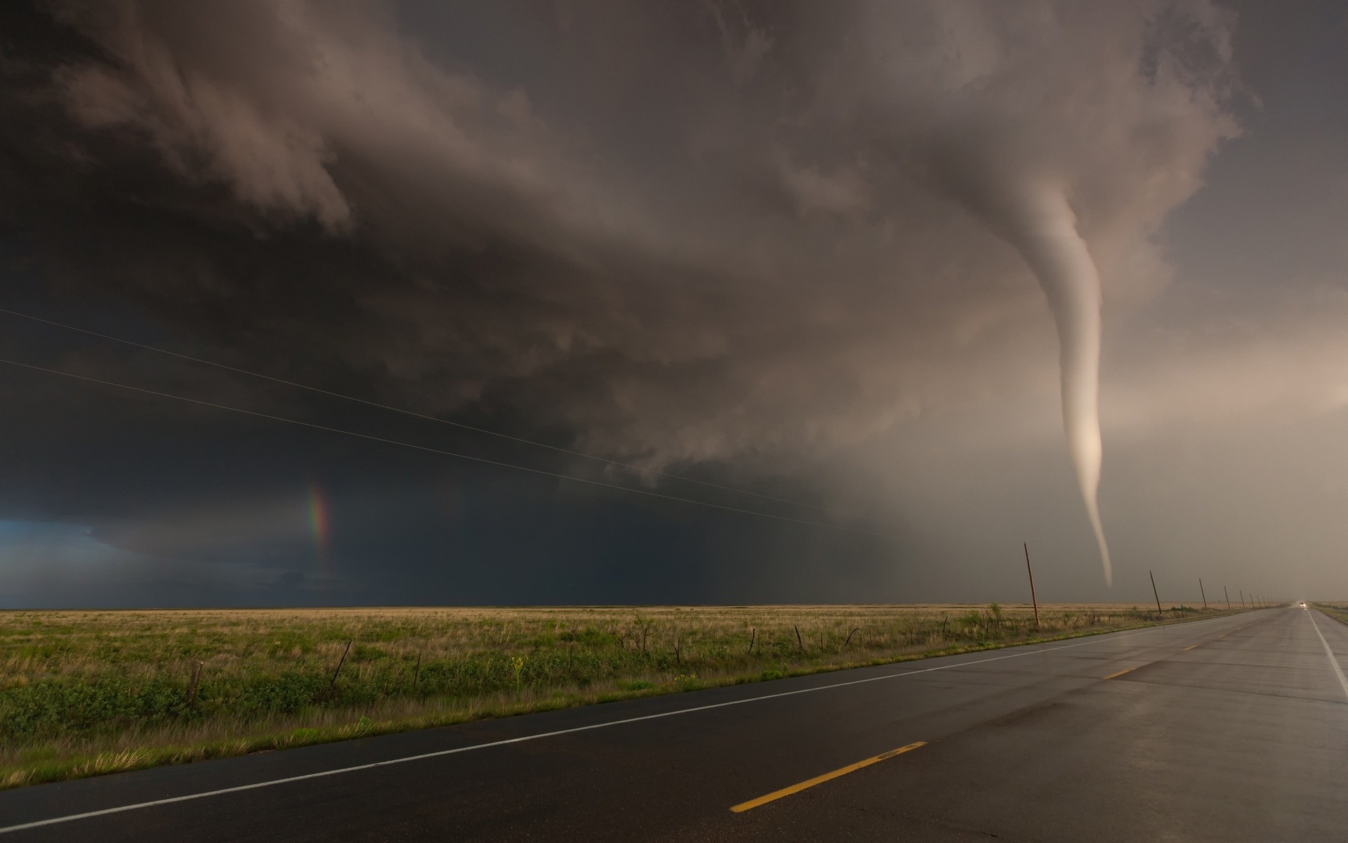 nature, Landscape, Tornado, New Mexico, Rainbows, Field, Road, Sunbeams Wallpaper HD / Desktop and Mobile Background