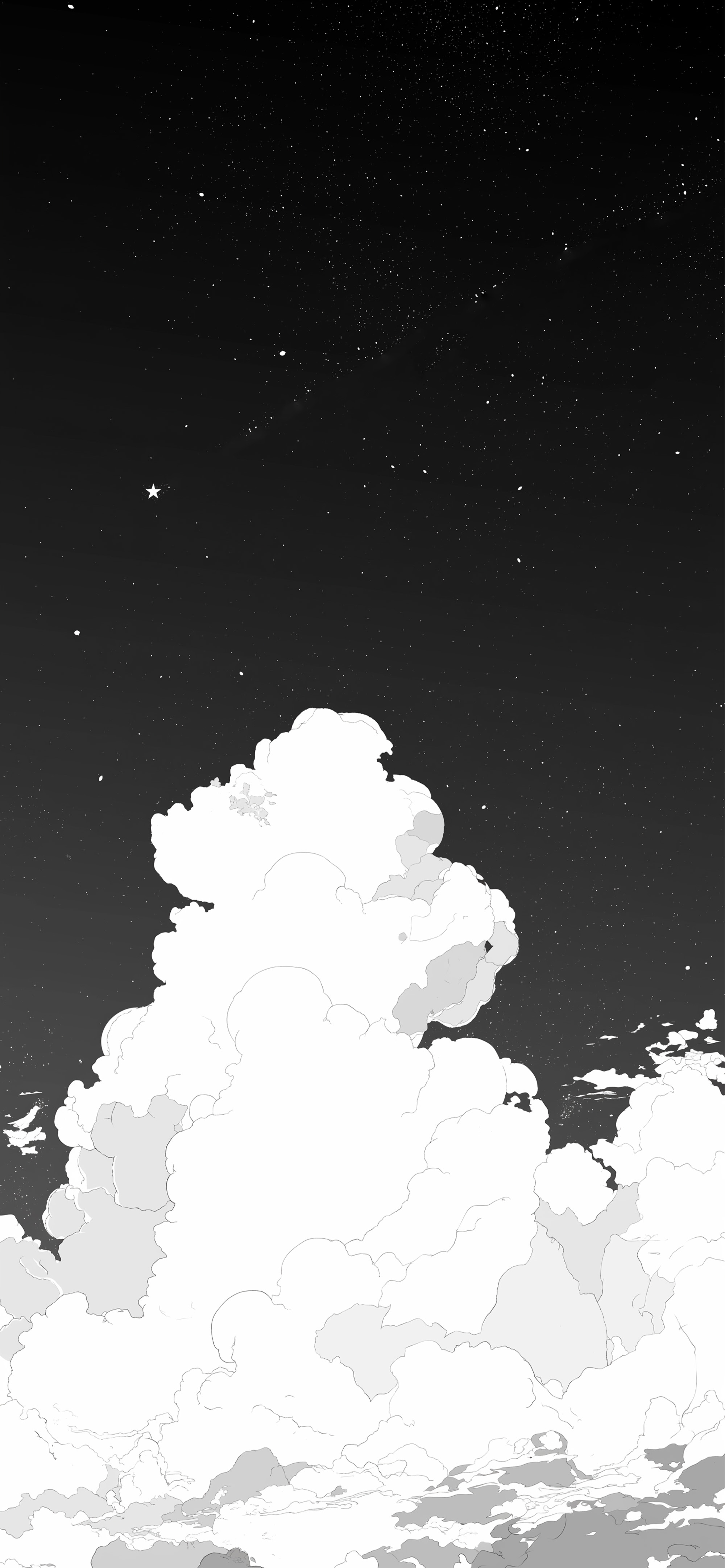 Minimal Black Sky & Clouds Aesthetic Wallpaper