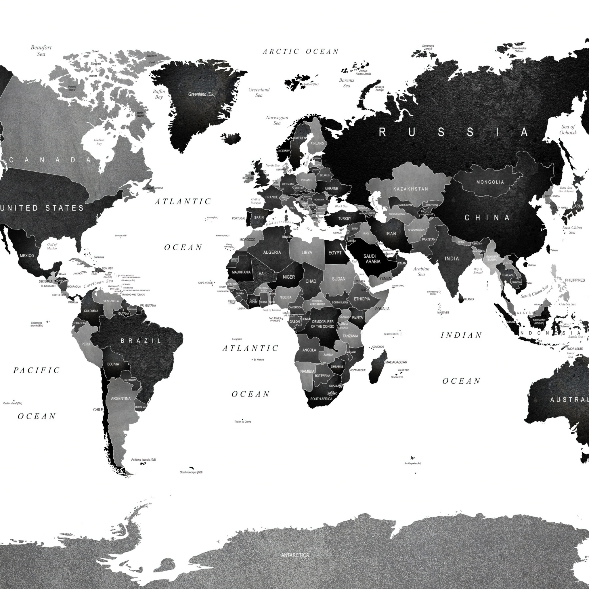 Monochrome Wallpaper 4K, World map, Black and White, 5K