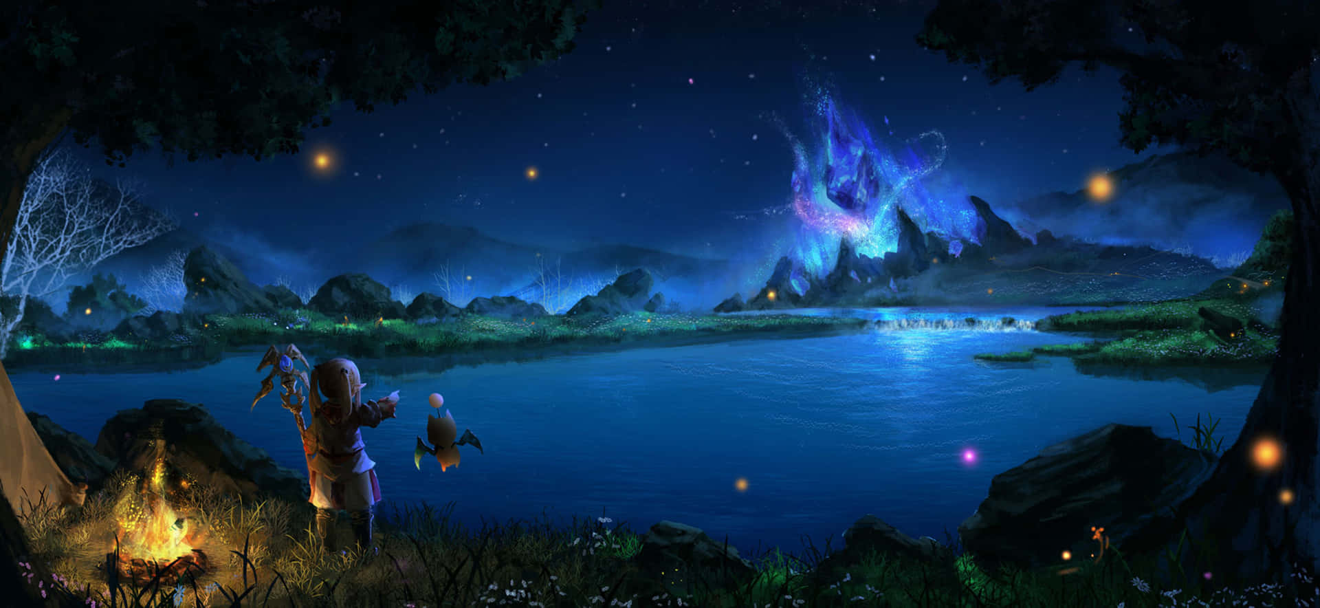 Download Campfire By The Lake Final Fantasy Xiv Wallpaper