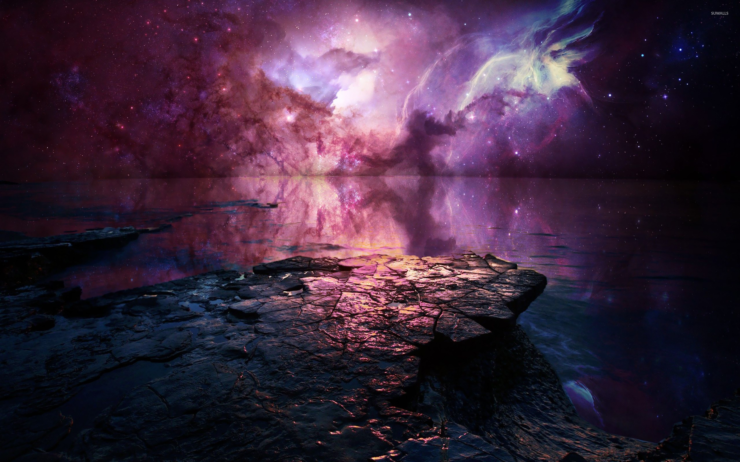 Nebula reflected in the lake wallpaper wallpaper