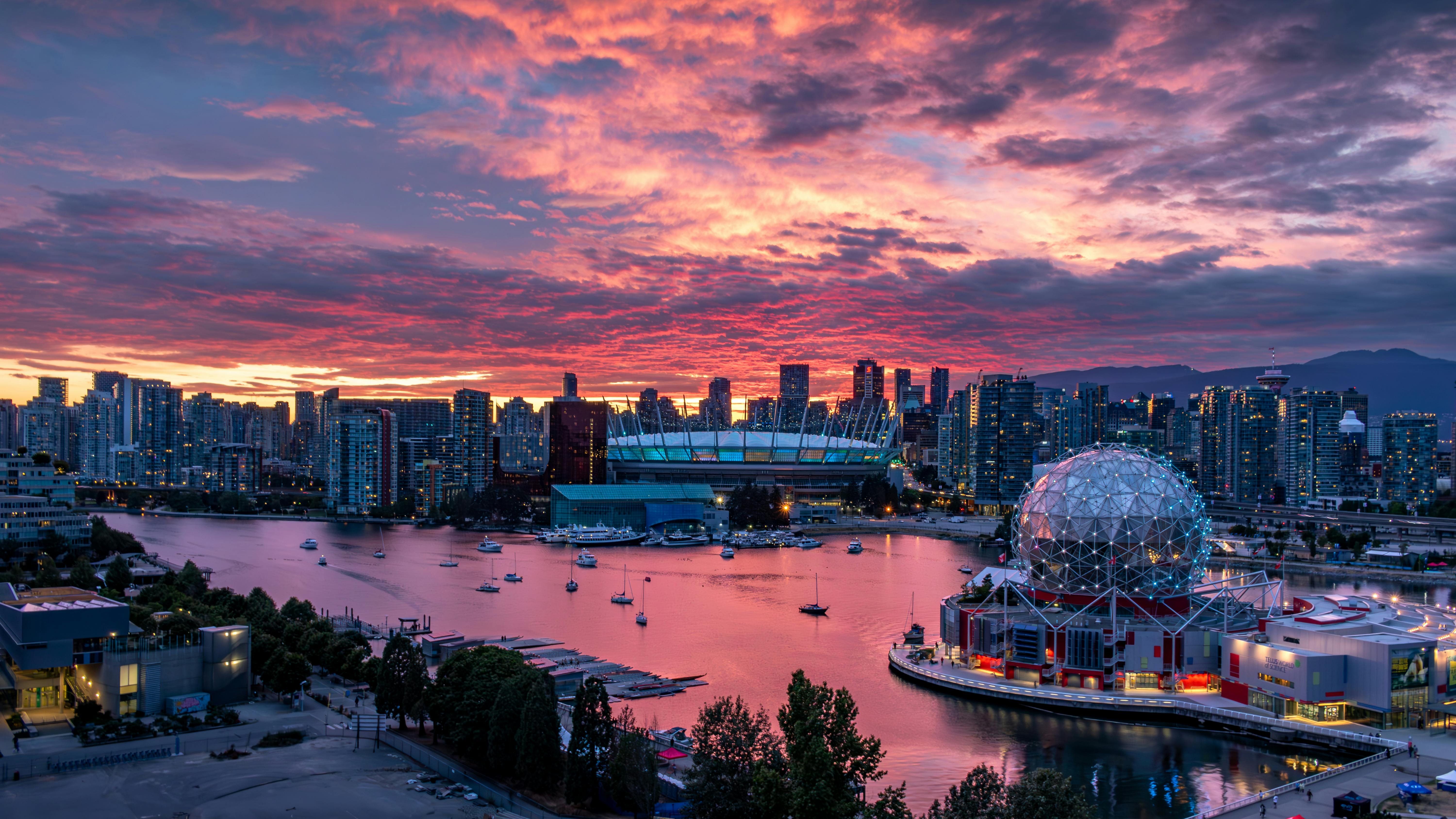 A colorful sunset over the city of vancouver · Free