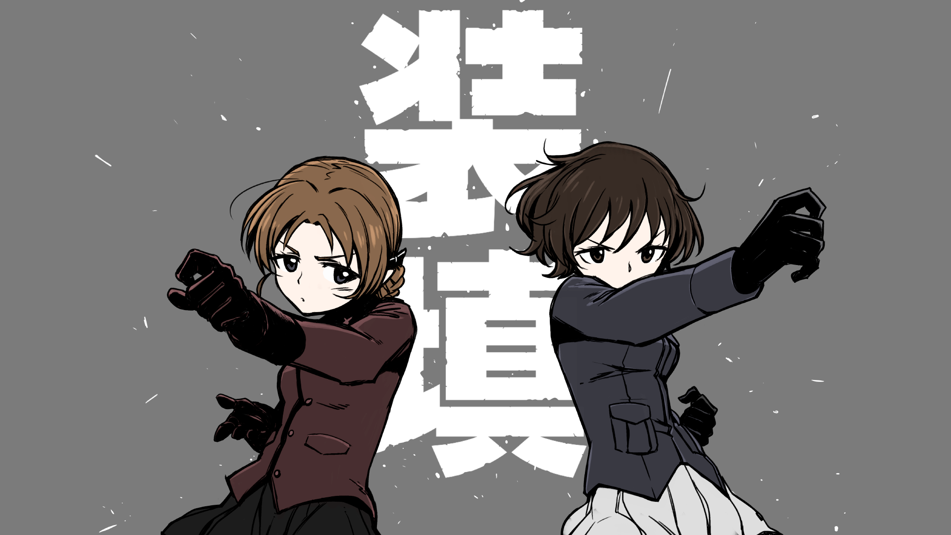 Girls und Panzer HD: Orange Pekoe & Yukari Akiyama Dynamic Duo Wallpaper