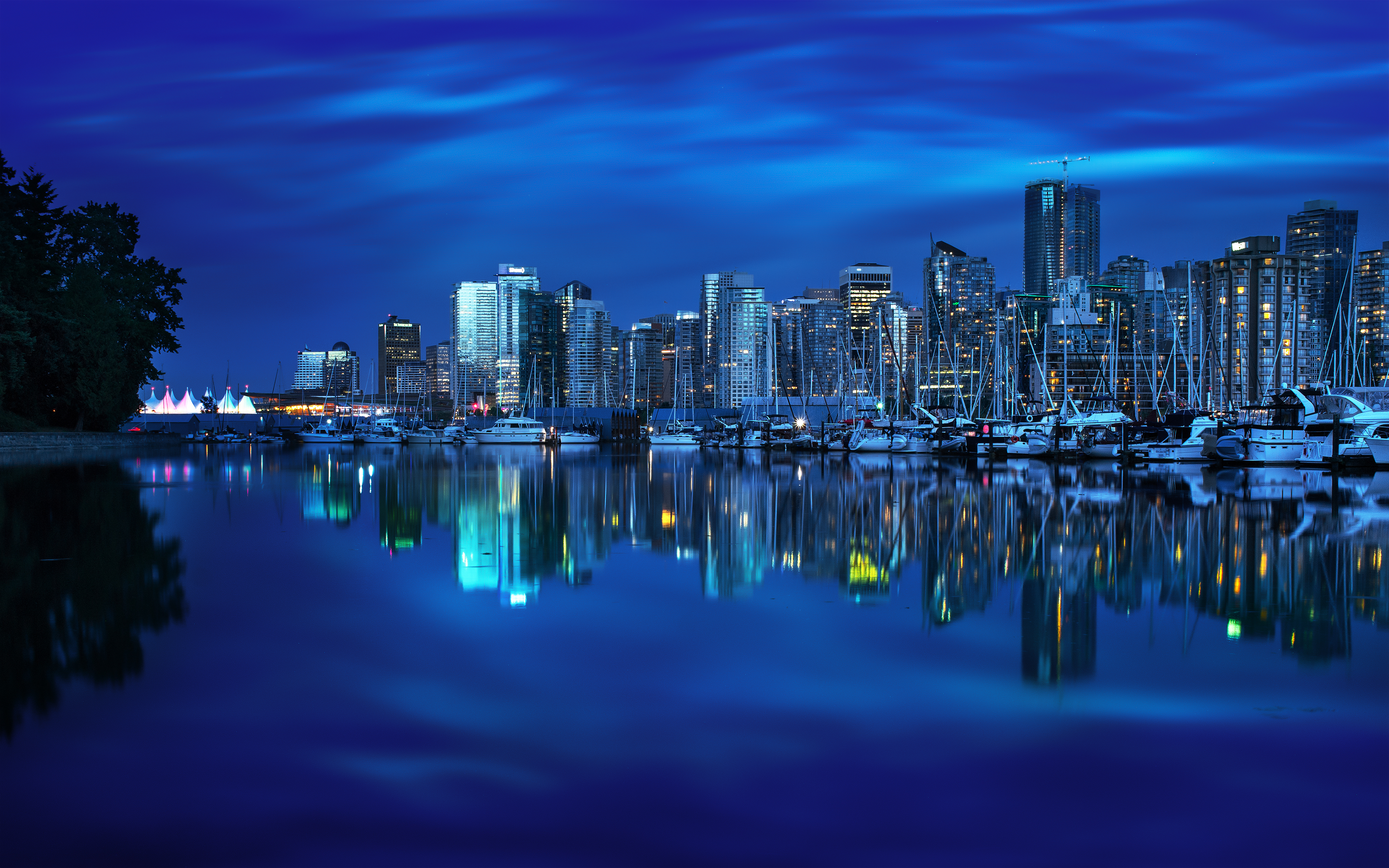 Wallpaper reflection, building, yacht, port, Canada, Bay, Vancouver, Canada for mobile and desktop, section город, resolution 3840x2400