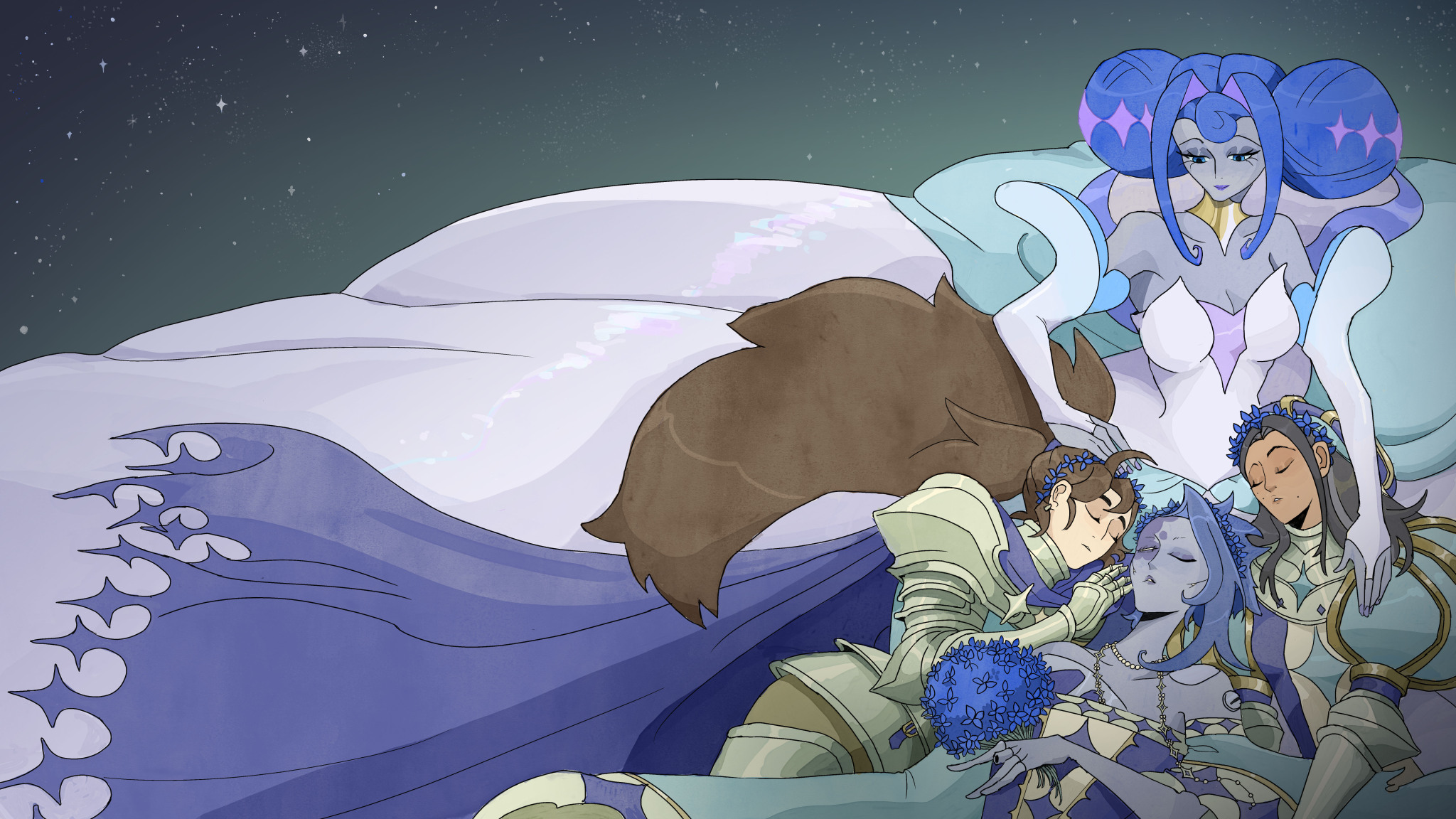 Sharing my end credit illustrations for Knights of Guinevere to celebrate the premiere!