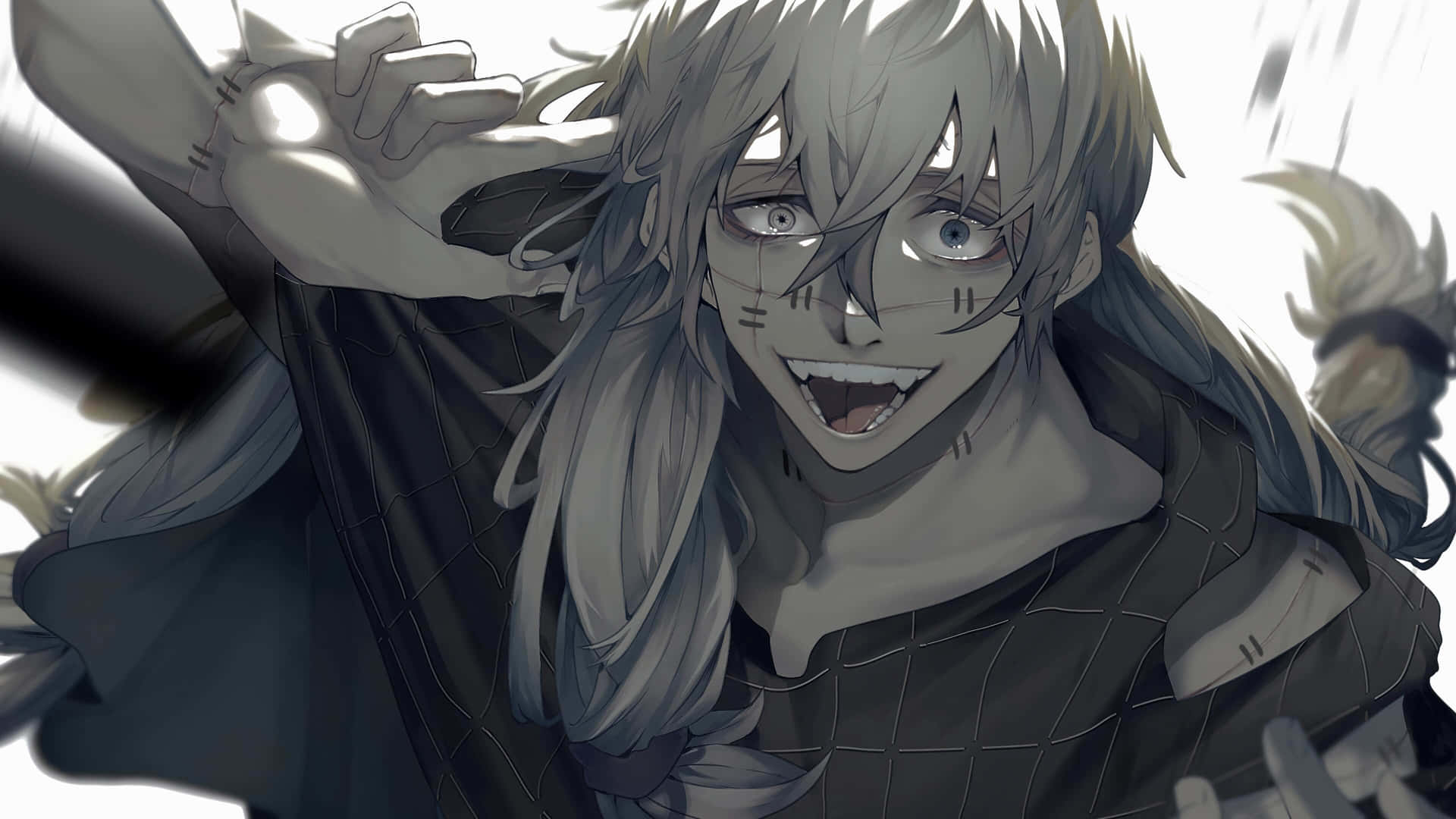 Download Animated Antagonist Mahito Smiling Menacingly Wallpaper