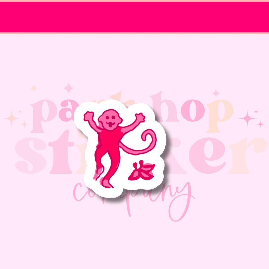 Roller Rabbit Christmas Monkey Wallpaper Pink Preppy Monkey Sticker: Roller Rabbit Inspired, Water