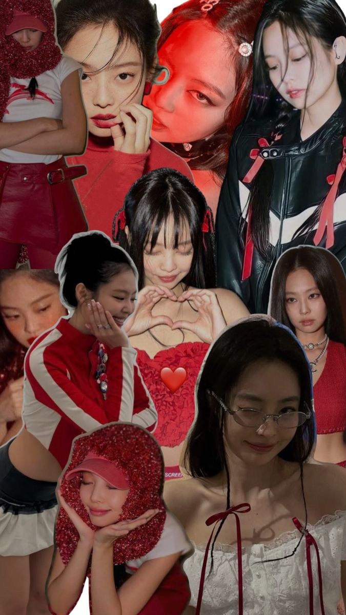 Jennie Blackpink red wallpaper collage
