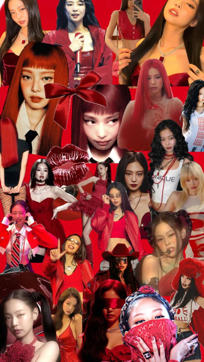 Red wallpaper Jennie Kim