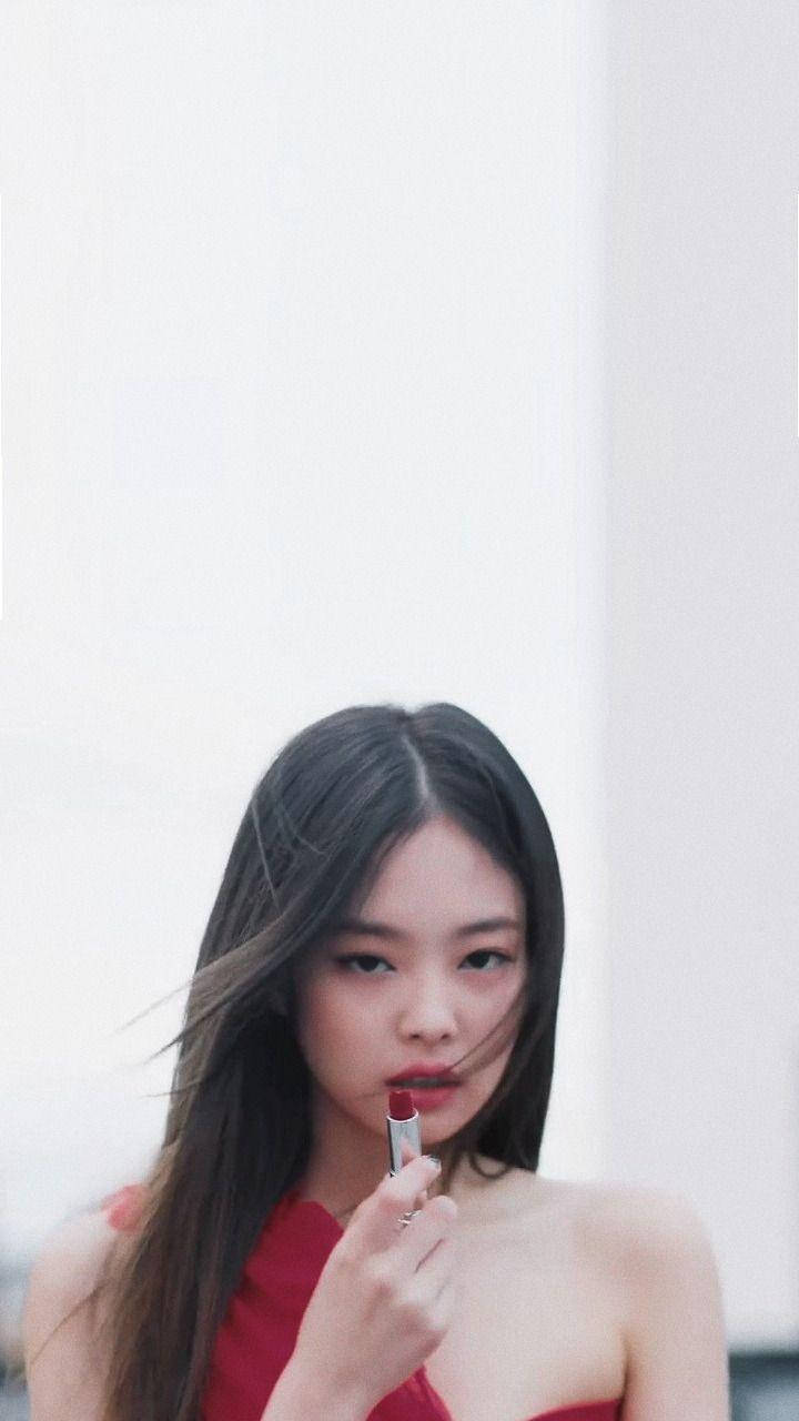 Download Jennie Kim With Red Lipstick Wallpaper