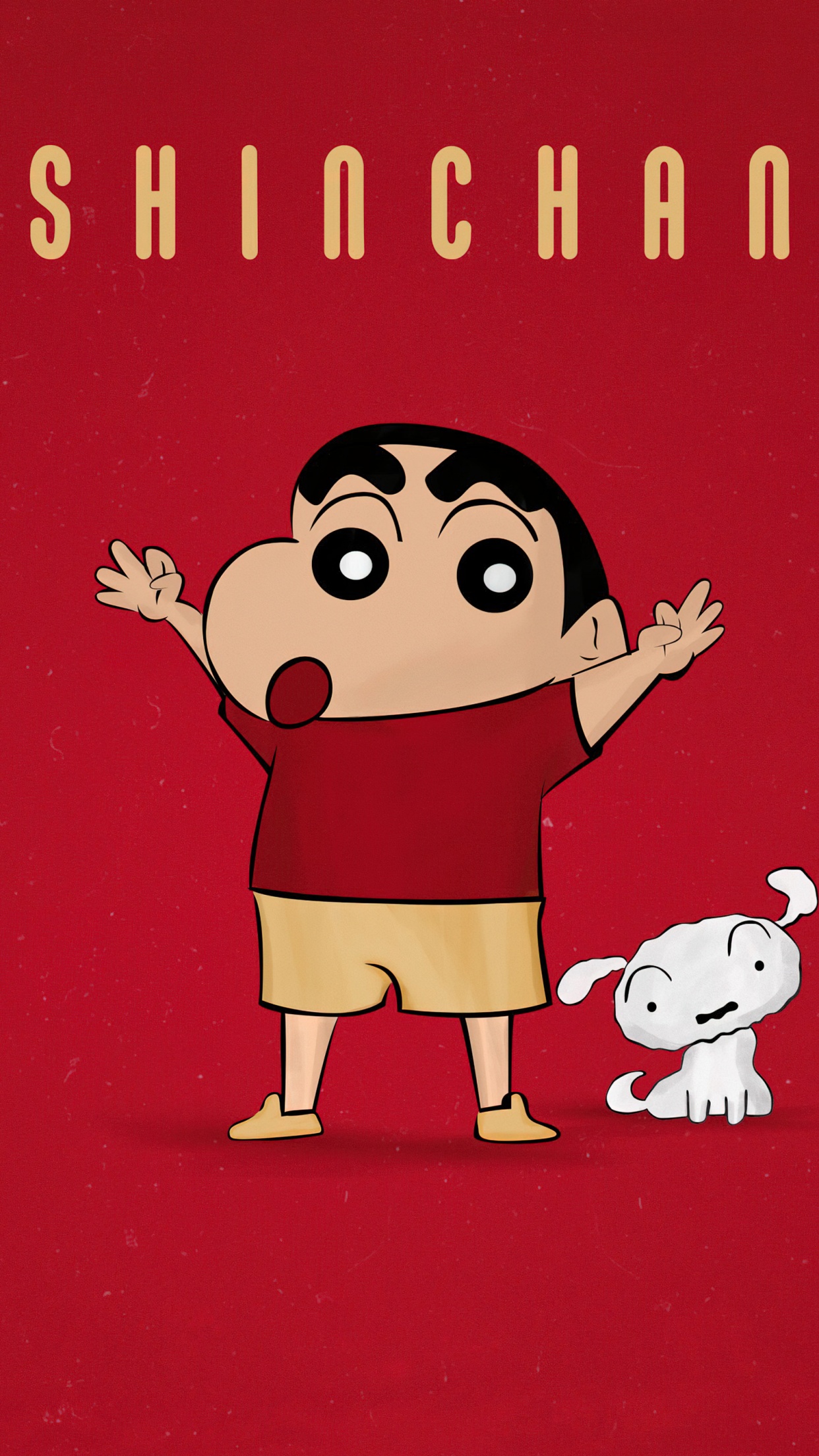 Shinchan Wallpaper 4K, Shiro, 5K, Red background