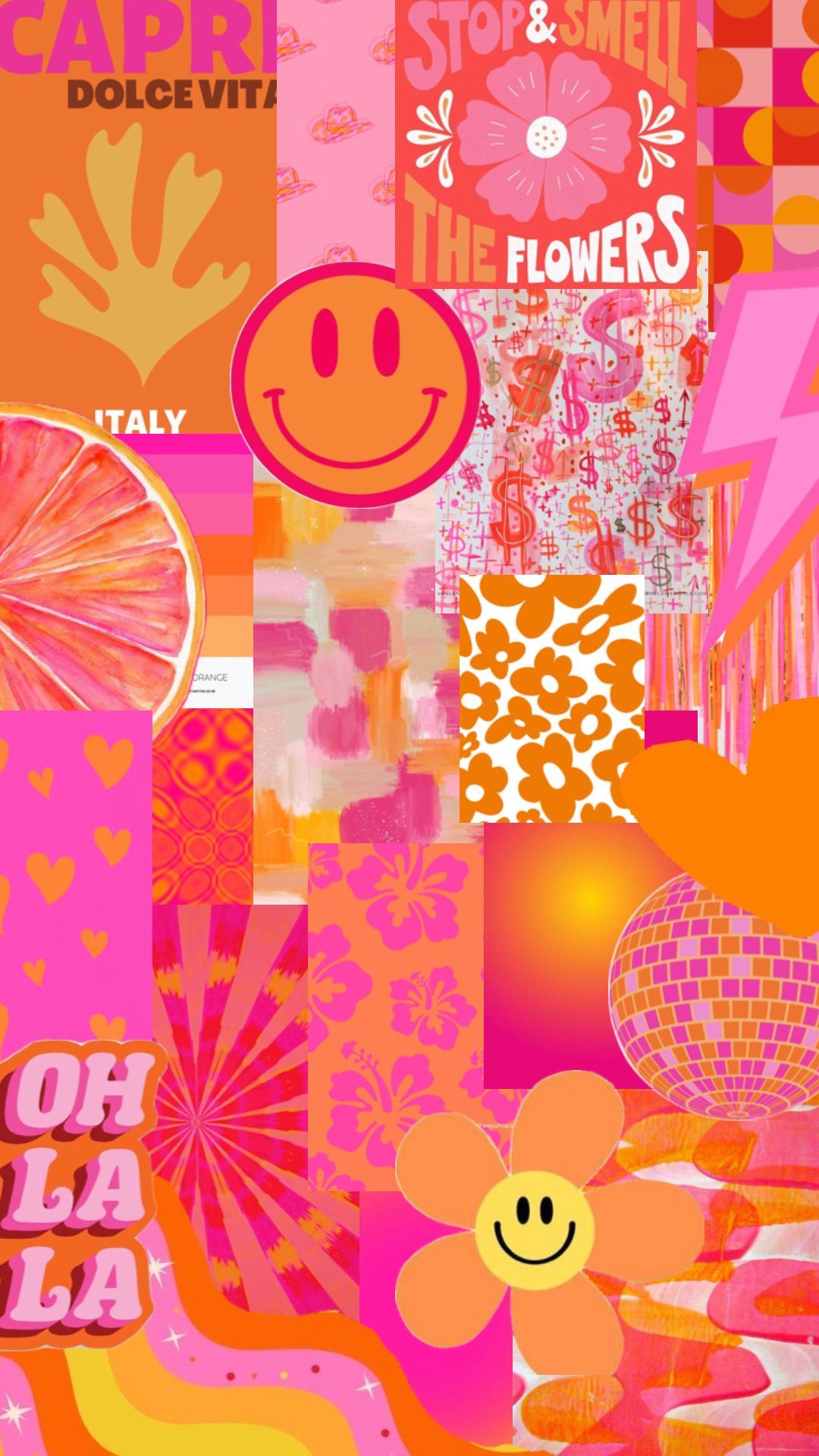 #preppy #wallpaper #pinkandorange #preppycollage