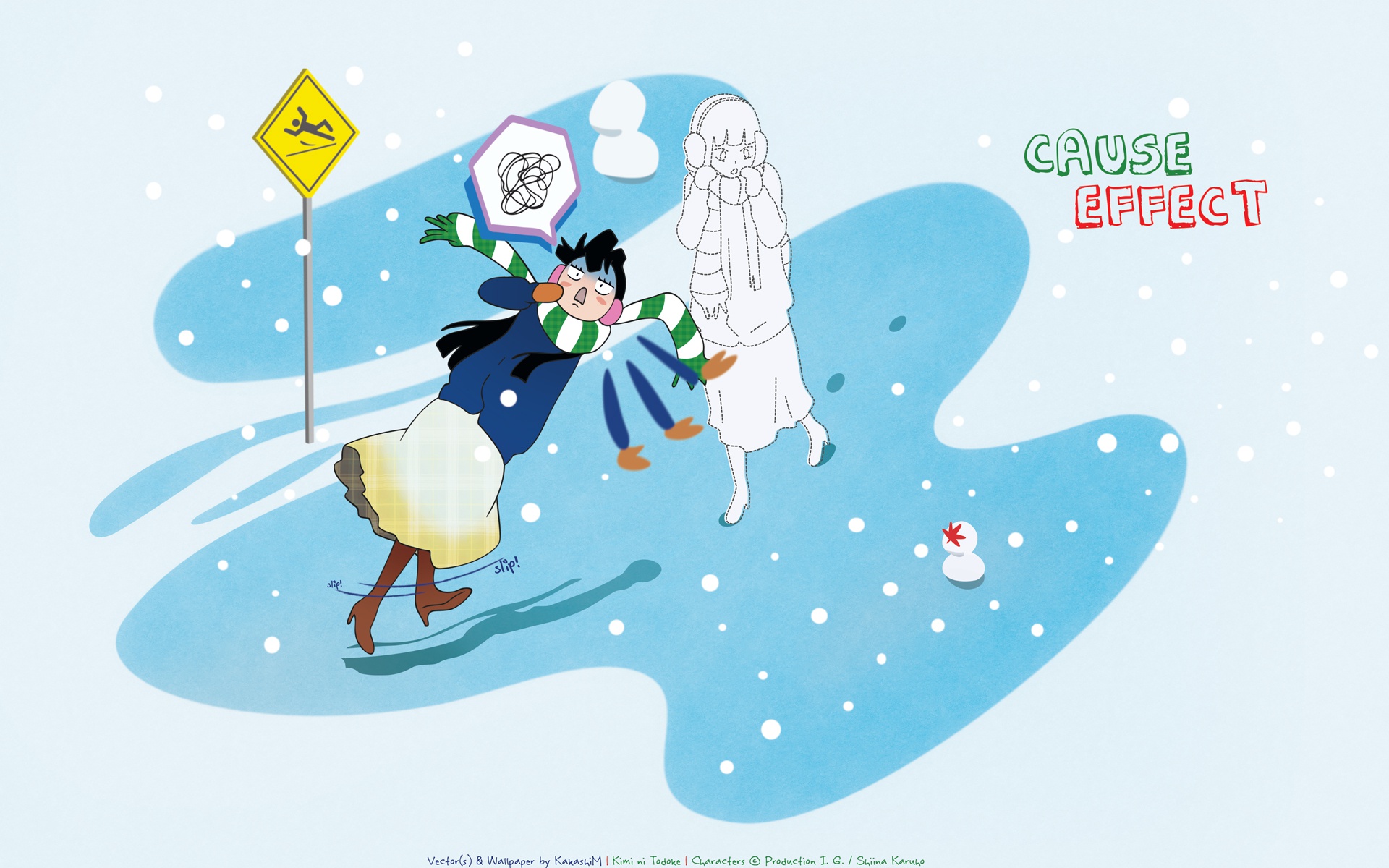 Wallpaper winter, drop, kimi ni todoke, To reach you, Sawako Kuronuma for mobile and desktop, section сёдзё, resolution 1920x1200