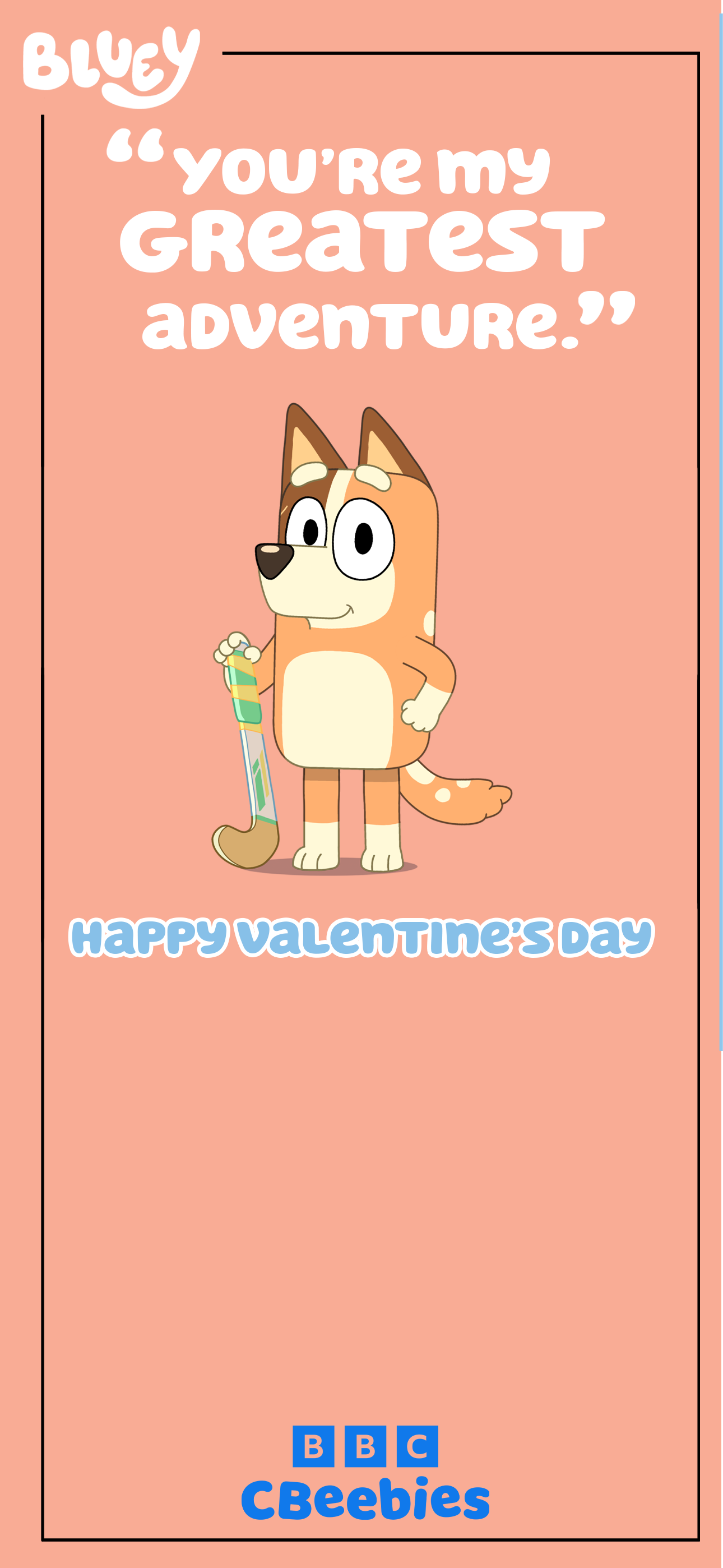 Free Bluey Valentine's Day card download. Print out your own Bluey Valentine's Day cards. DIY cards to make and gift