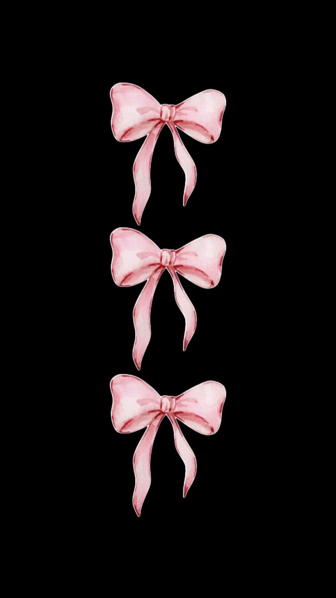 Three Pink Bows on Black Background