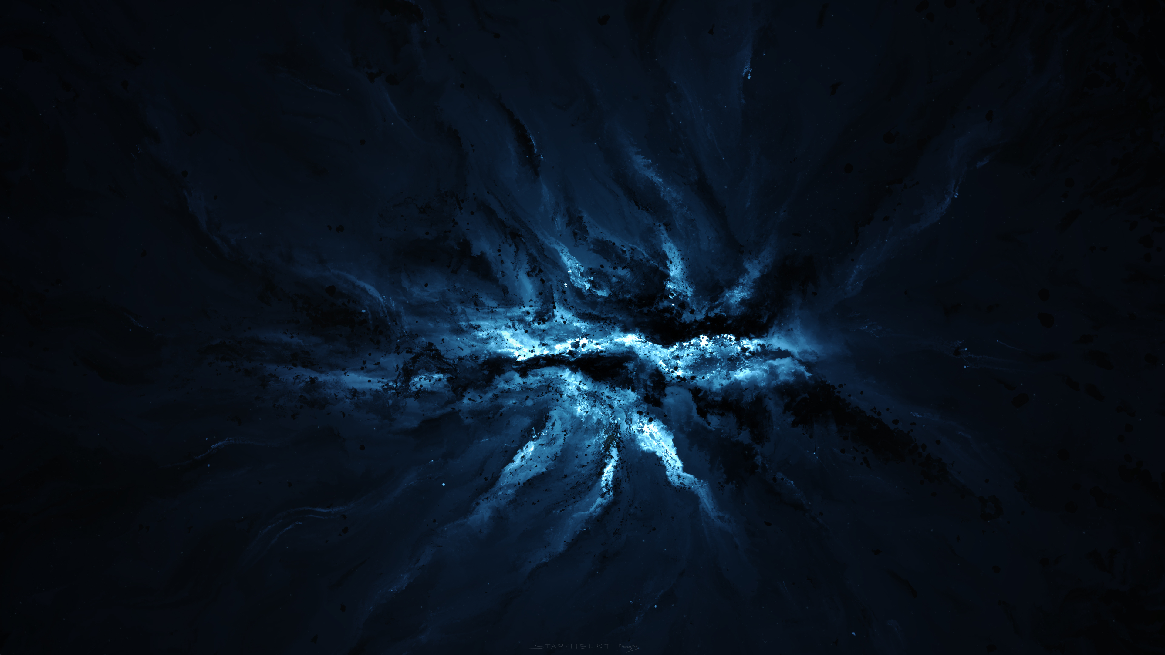 Wallpaper lights, white, black, blue, effect for mobile and desktop, section абстракции, resolution 3840x2160