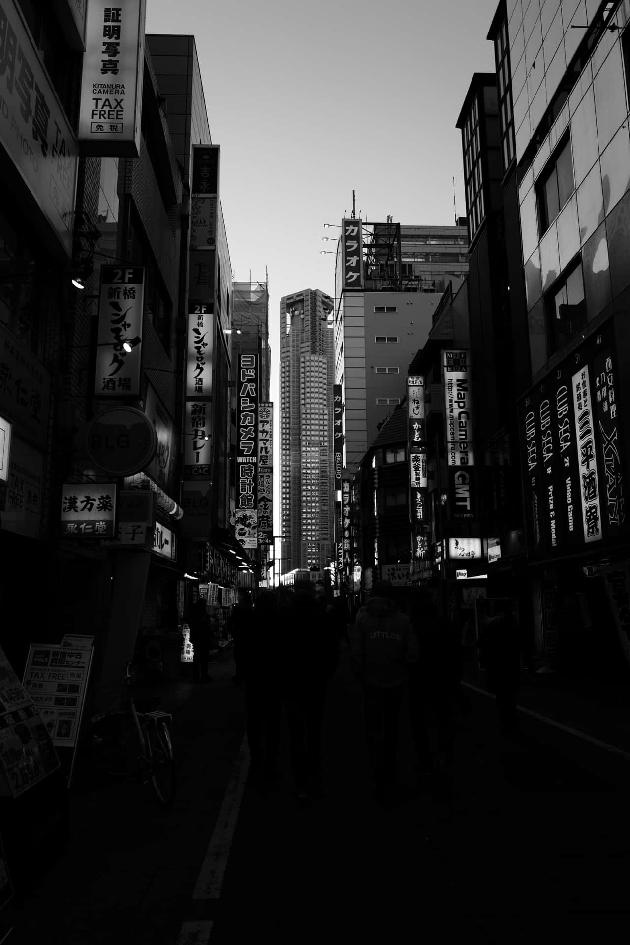 Download Japan Black And White Shopping Street Wallpaper