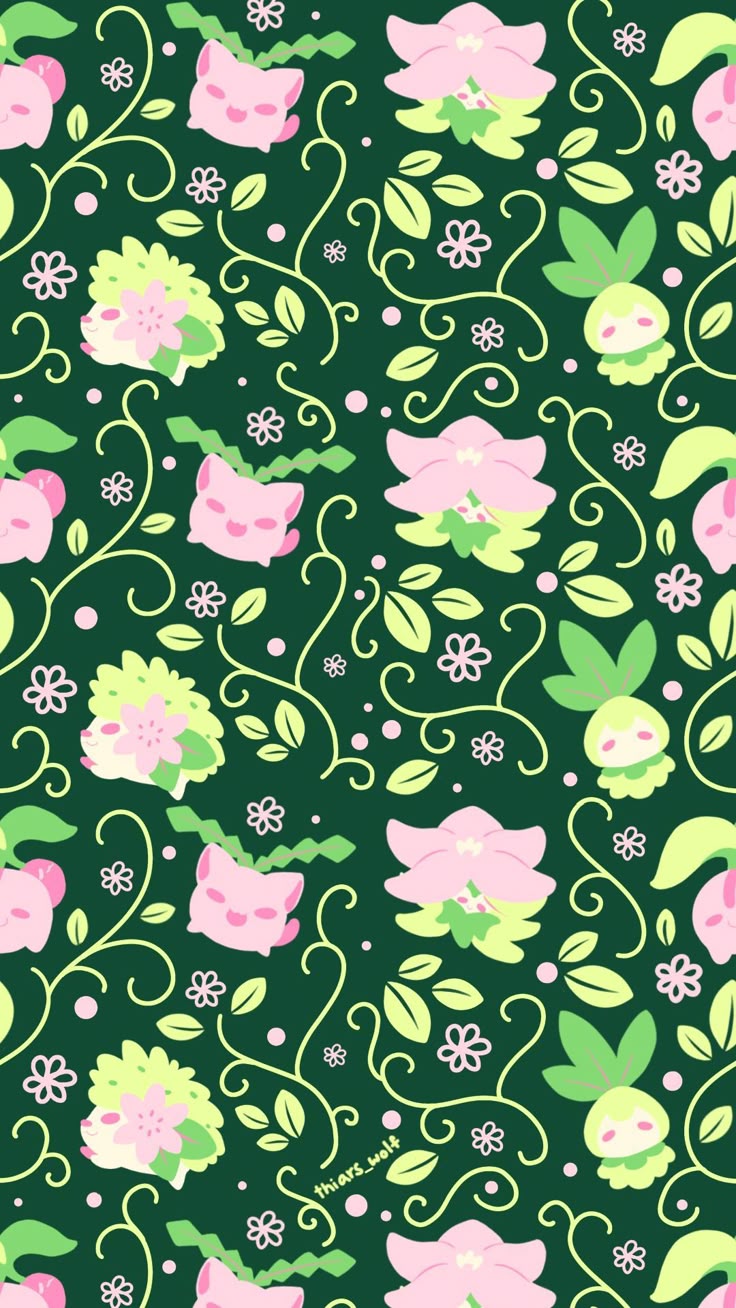 Grass Pokemon Seamless Wallpaper