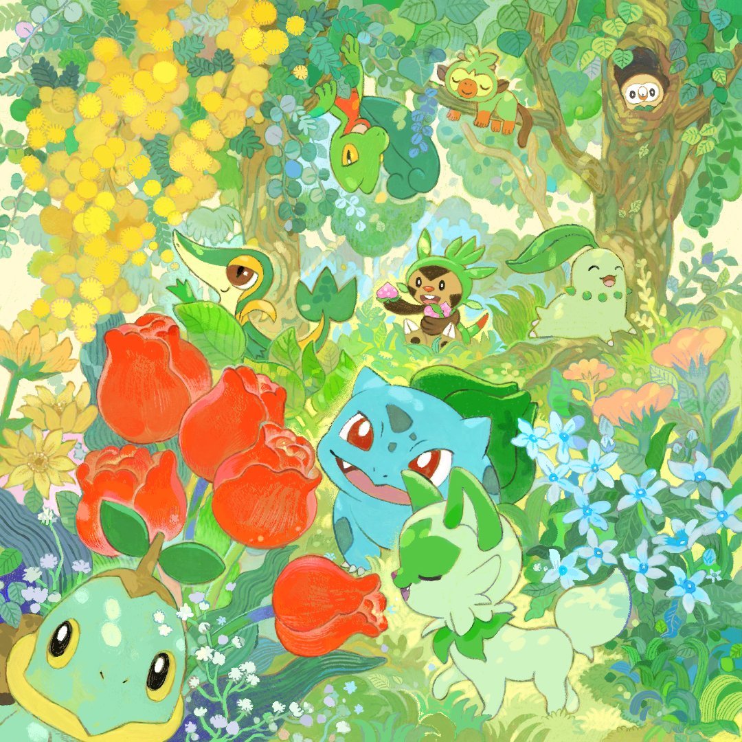 The Japanese Pokémon Account Has Shared An Illustration Of Grass Type Pokémon As Part Of A Campaign With Scottie Tissues. Some Boxes Will Feature Floral Designs With Pokémon