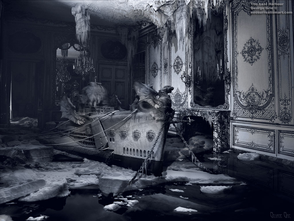 Modern Neo Surrealism Art Gallery: Nautilus The Last Harbour 3D Wallpaper