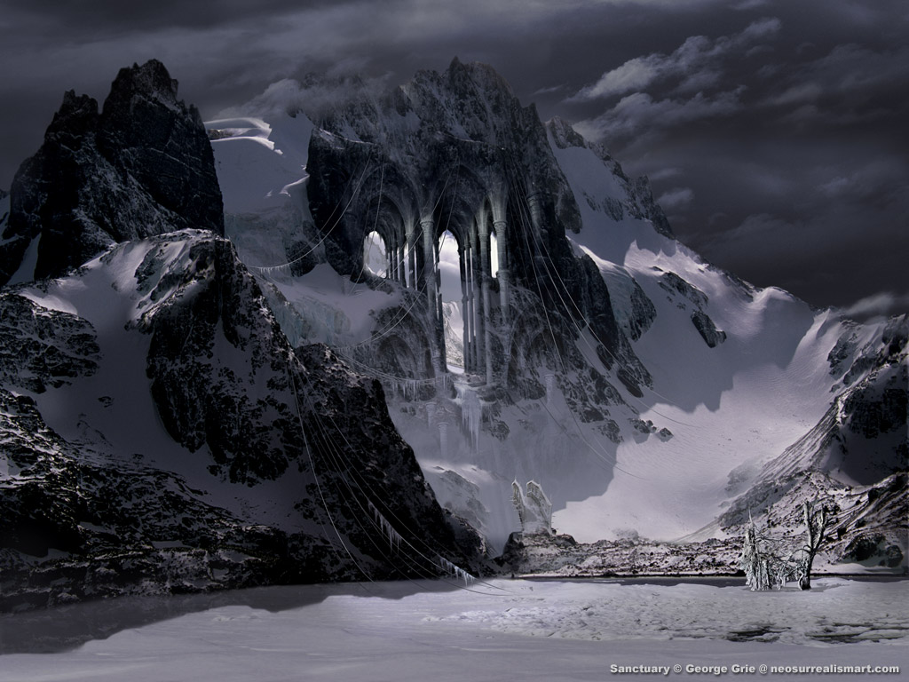 Surreal fantasy art 3D wallpaper: Sanctuary Stargate 3D wallpaper