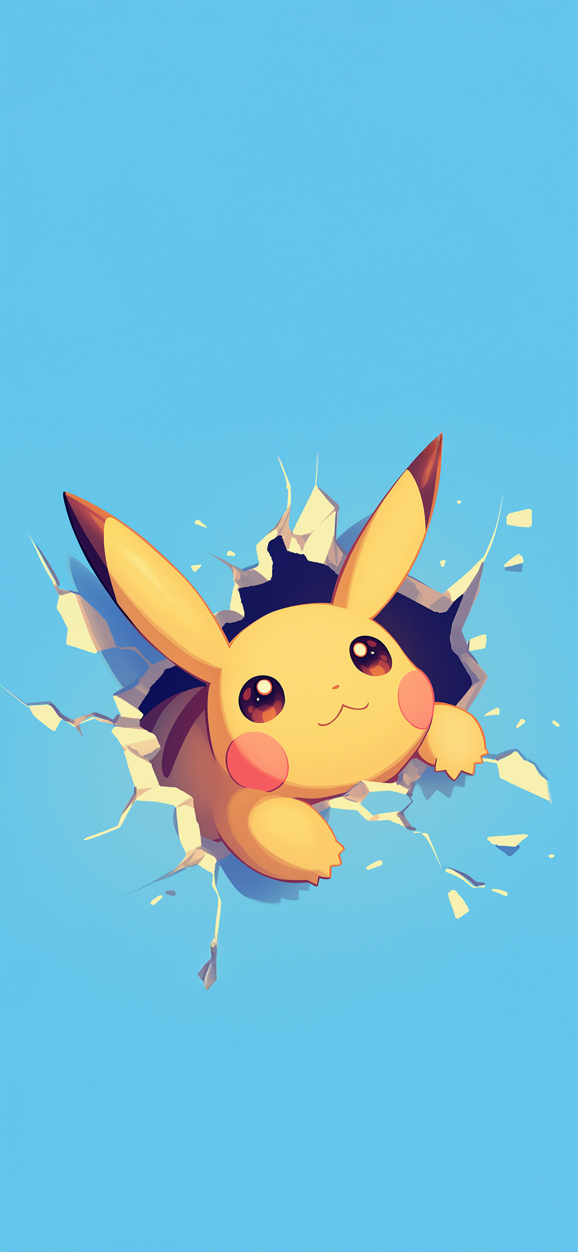 Pikachu Breaking Wall Blue Anime Wallpaper
