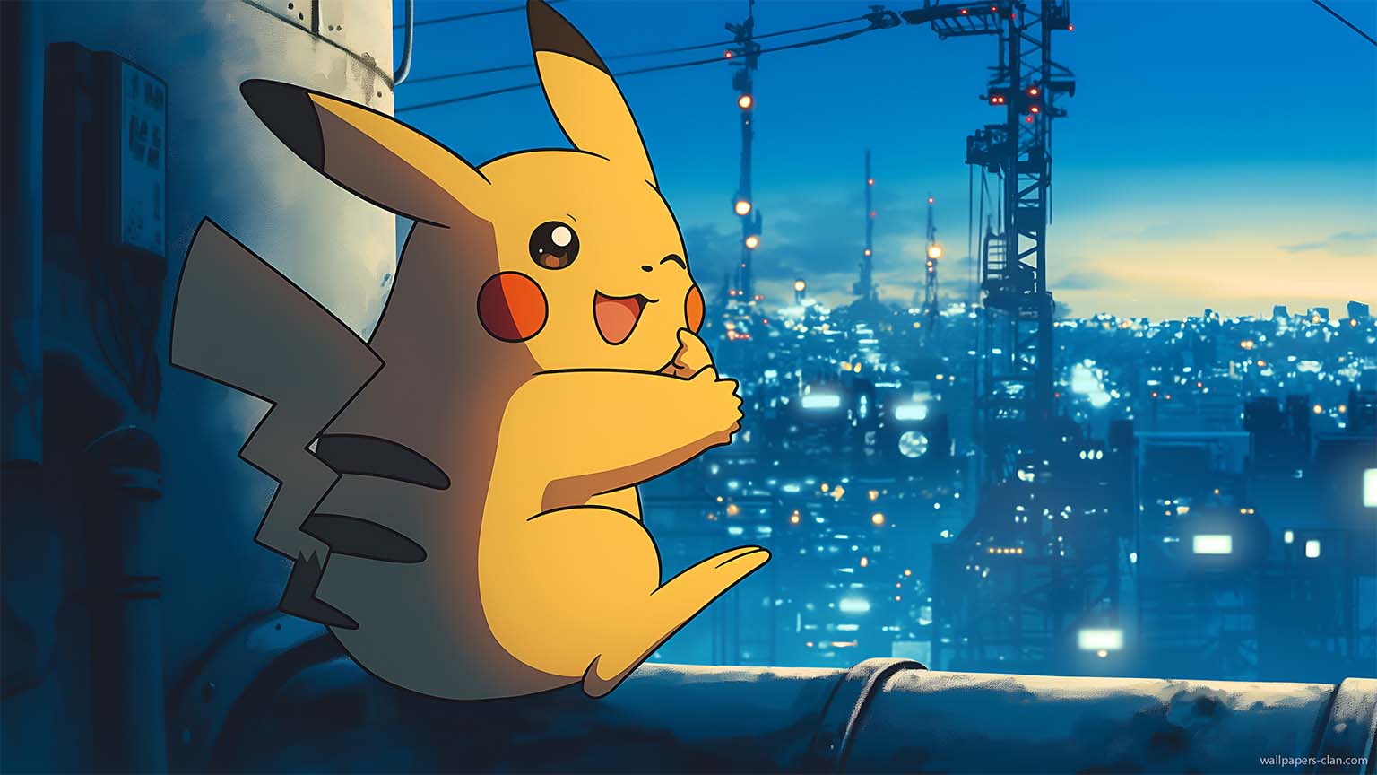 Pikachu Ghibli Style Cityscape Wallpaper in HD & 4K