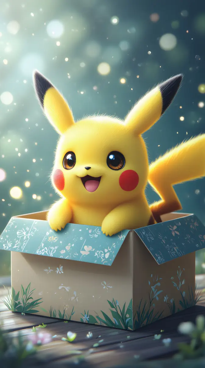 Cute Pikachu in a box wallpaper