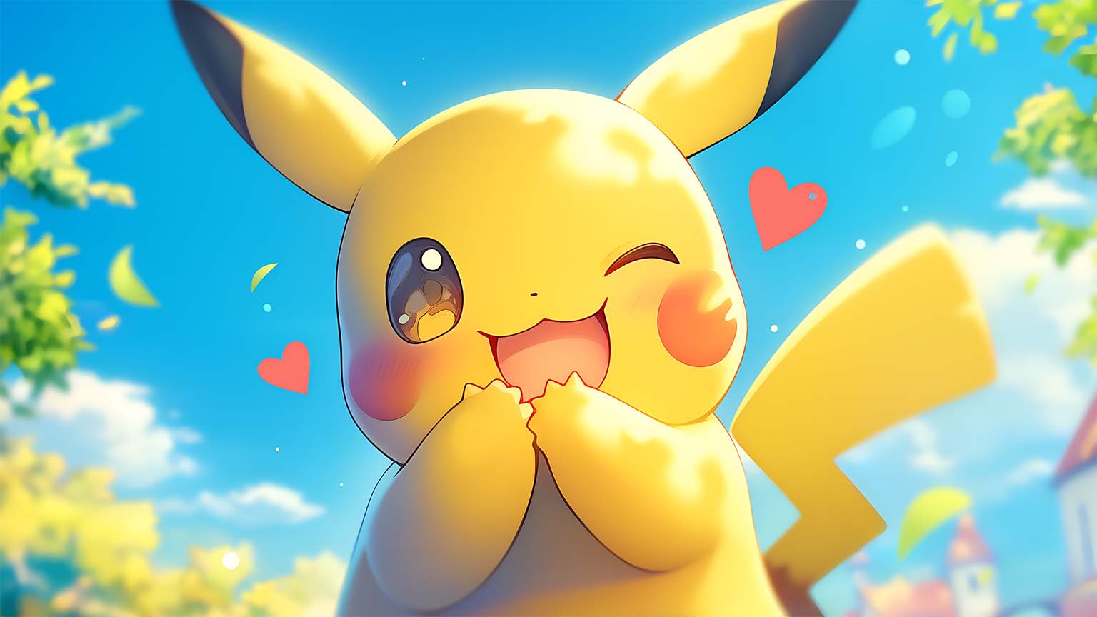 Cute Pikachu Wink Desktop Wallpaper 4K Wallpaper