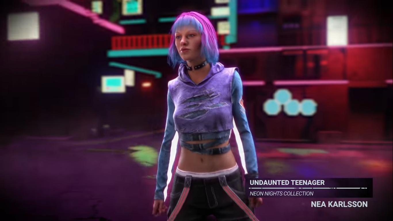 New Nea neon nights skin is a repeated theme