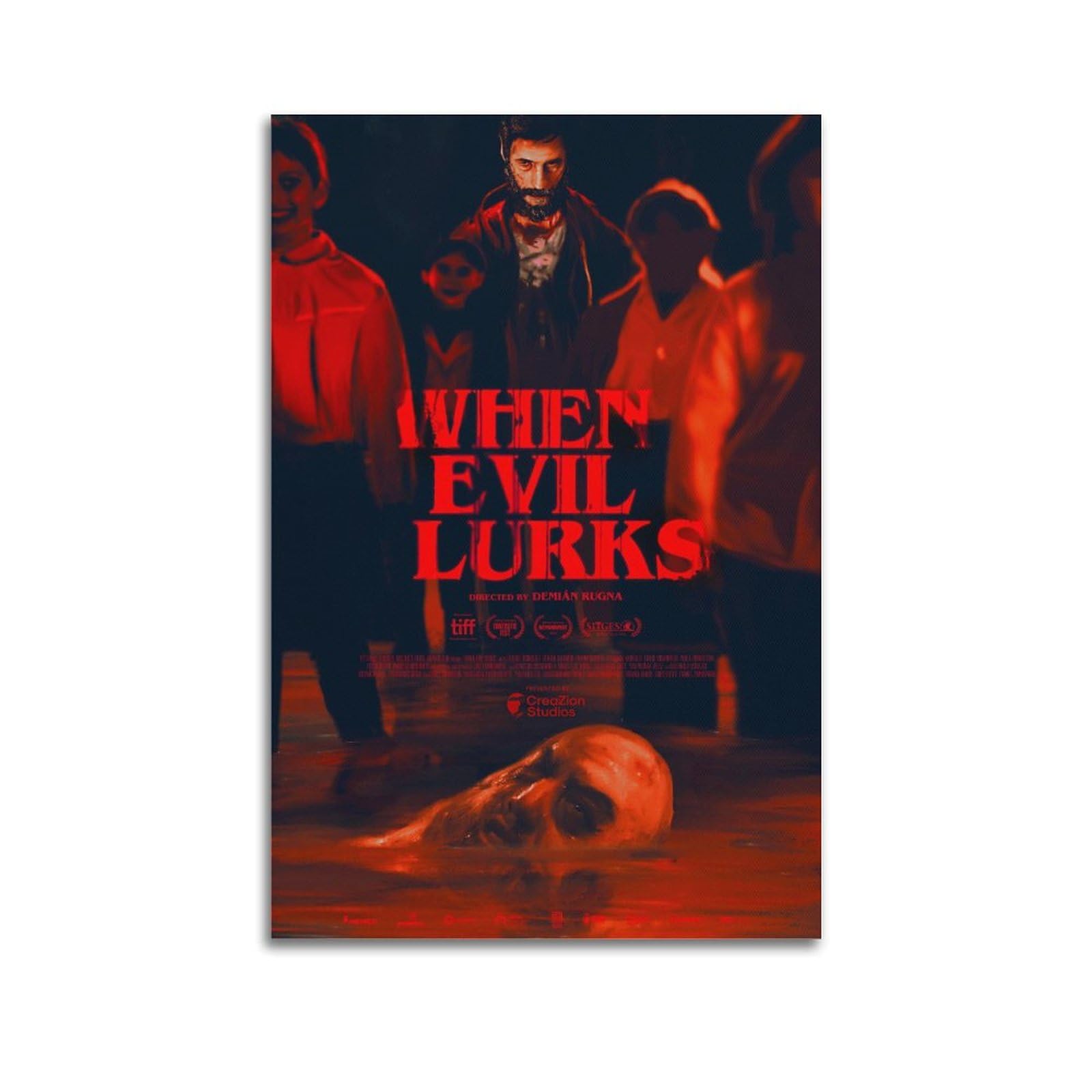 Póster de película de terror con texto en inglés When Evil Lurks (When Evil Lurks Horror Movie Poster For Room Aesthetic Prints Sin marco), Hogar y Cocina
