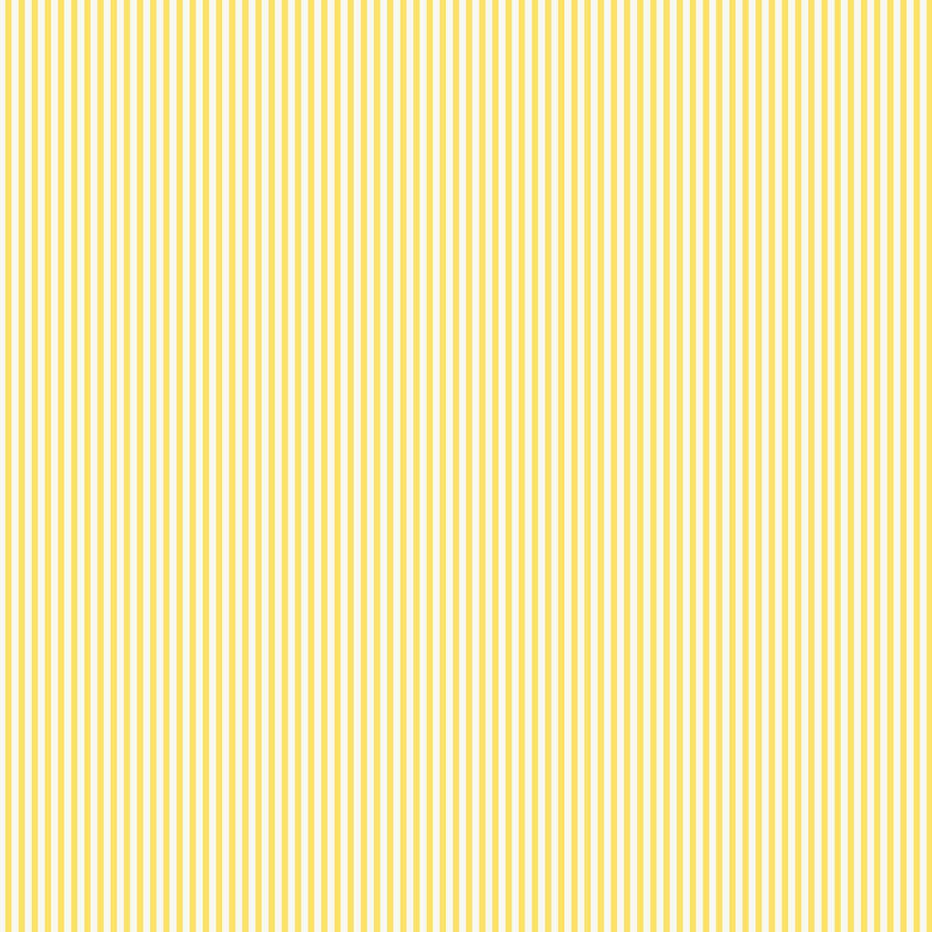 Country Critters Ticking Stripe Lemon Yellow Wallpaper