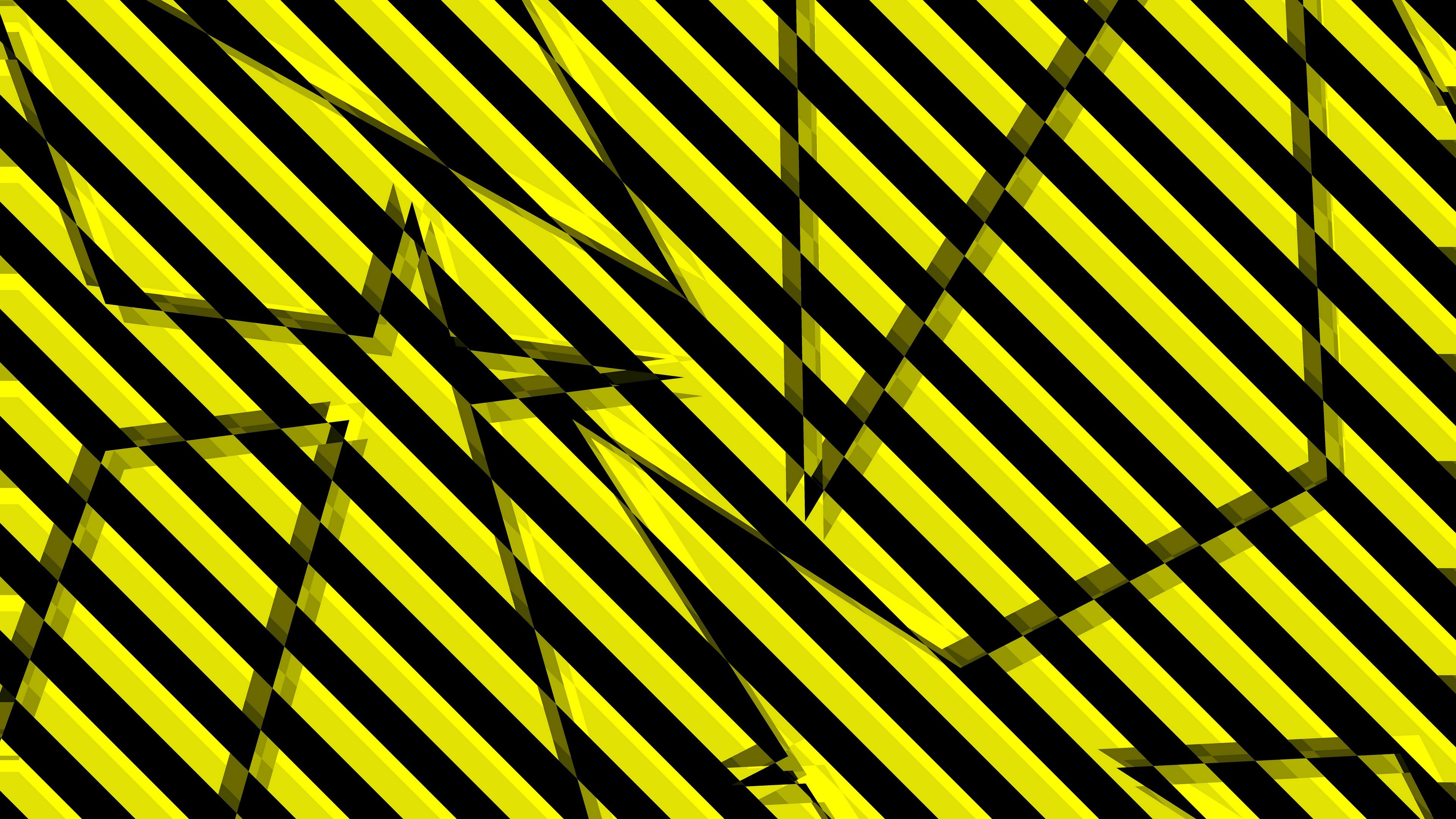 Yellow Black Shards Broken Stripes Abstraction 4K HD Abstract Wallpaper