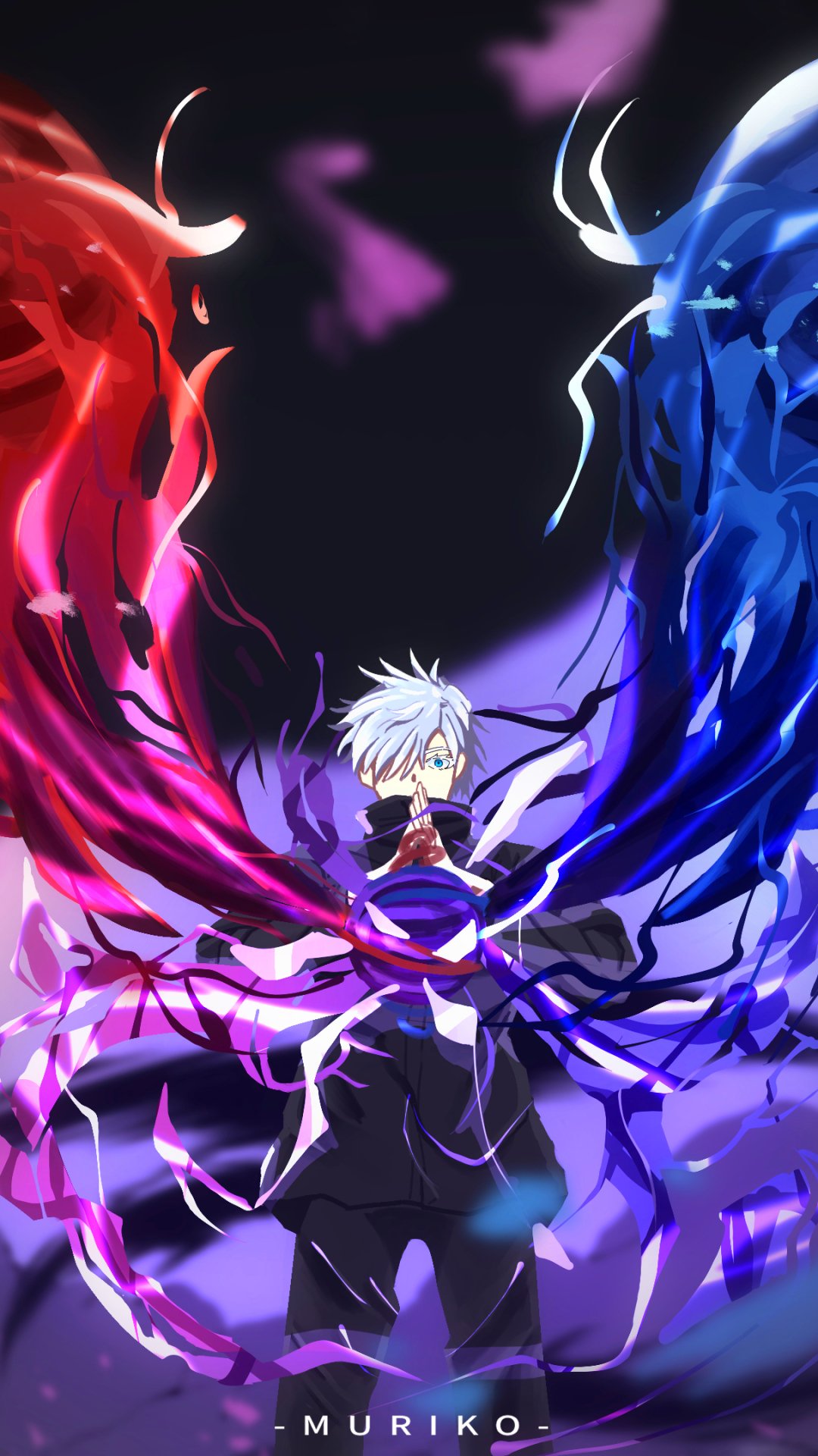 Satoru Gojo's Dynamic Aura Kaisen Anime Phone Wallpaper