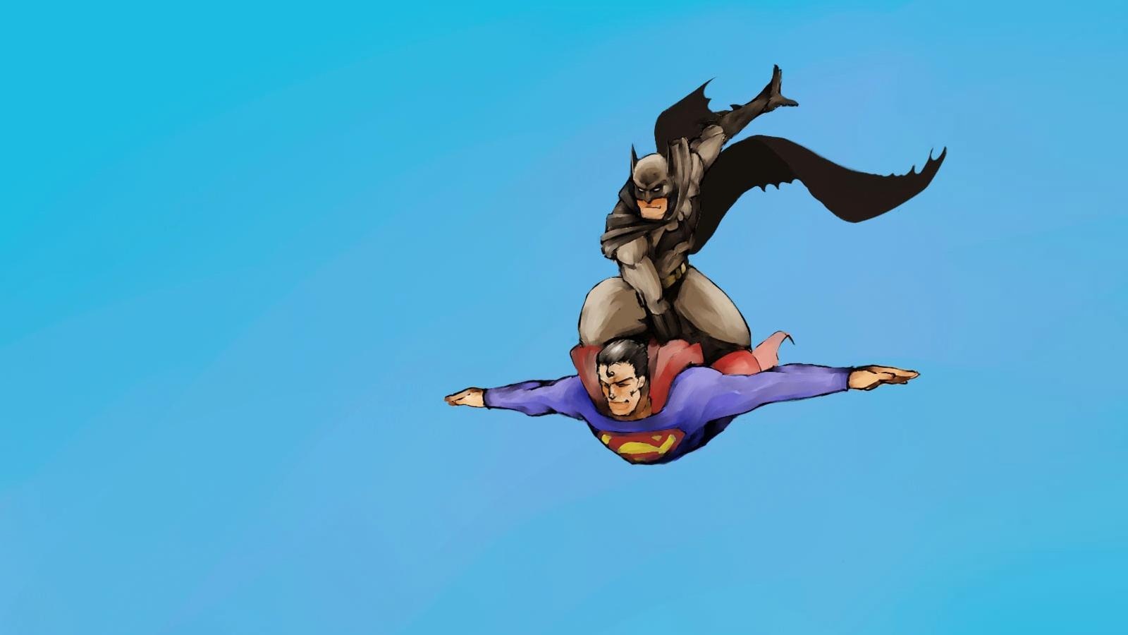 Batman Flying On Superman Wallpaperx900