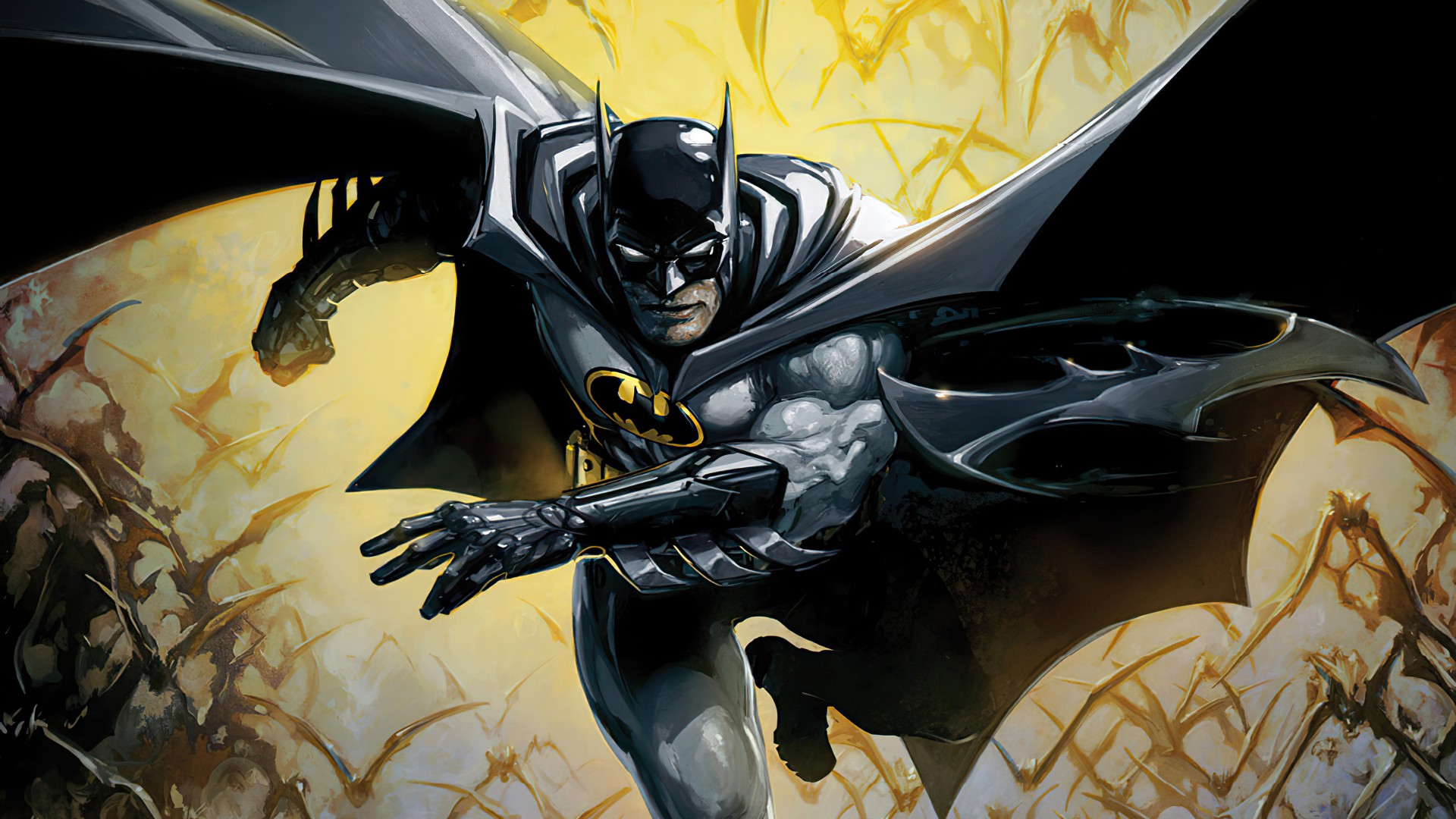 Batman In Yellow Bats Background 4K HD Batman Wallpaper