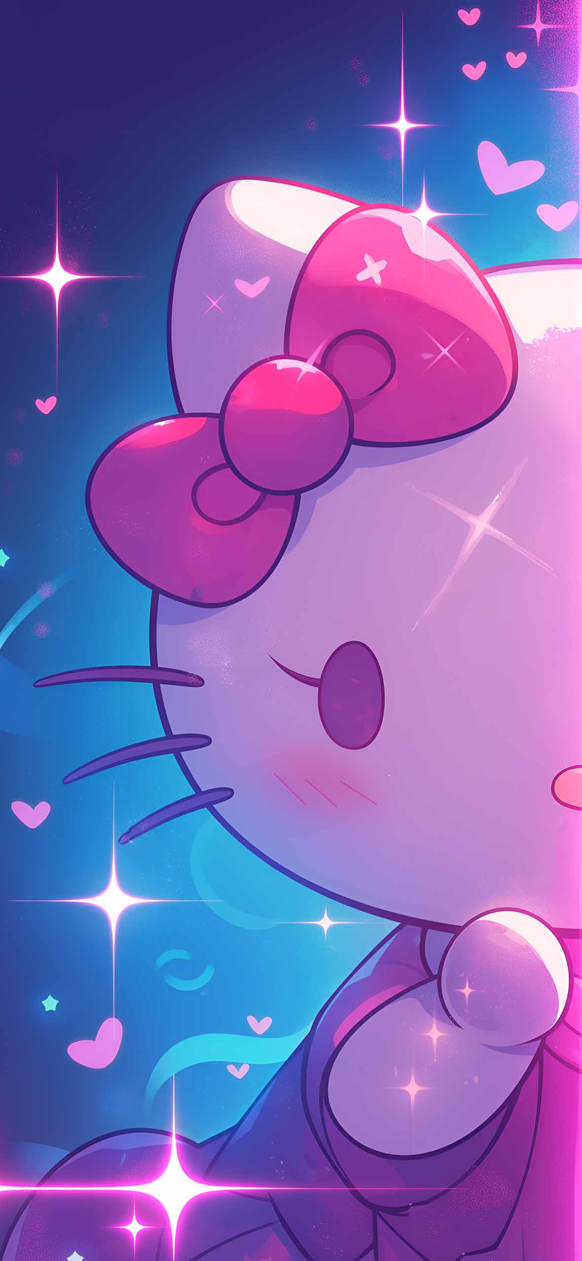 Hello Kitty Neon Cute Glow Tap to Switch Wallpaper
