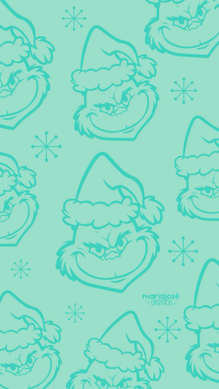 The Grinch turquoise Blue seamless pattern Wallpaper!
